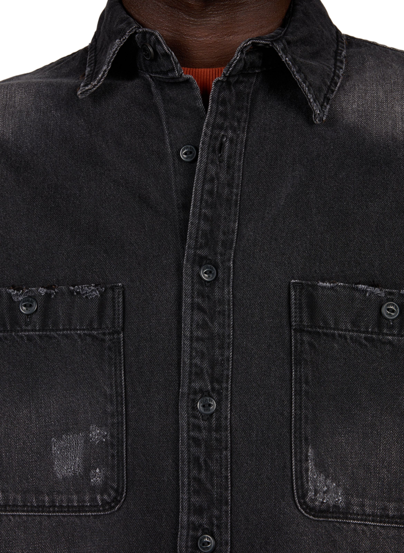 Straight cotton blend Shirt REPLAY Black