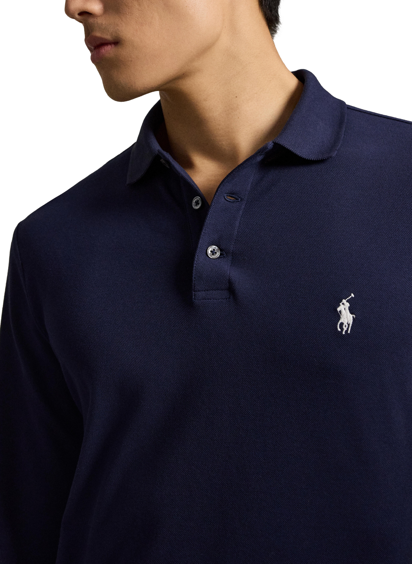 Lange mouw poloshirt met geborduurd logo in gemengd katoen. POLO RALPH LAUREN Blauw