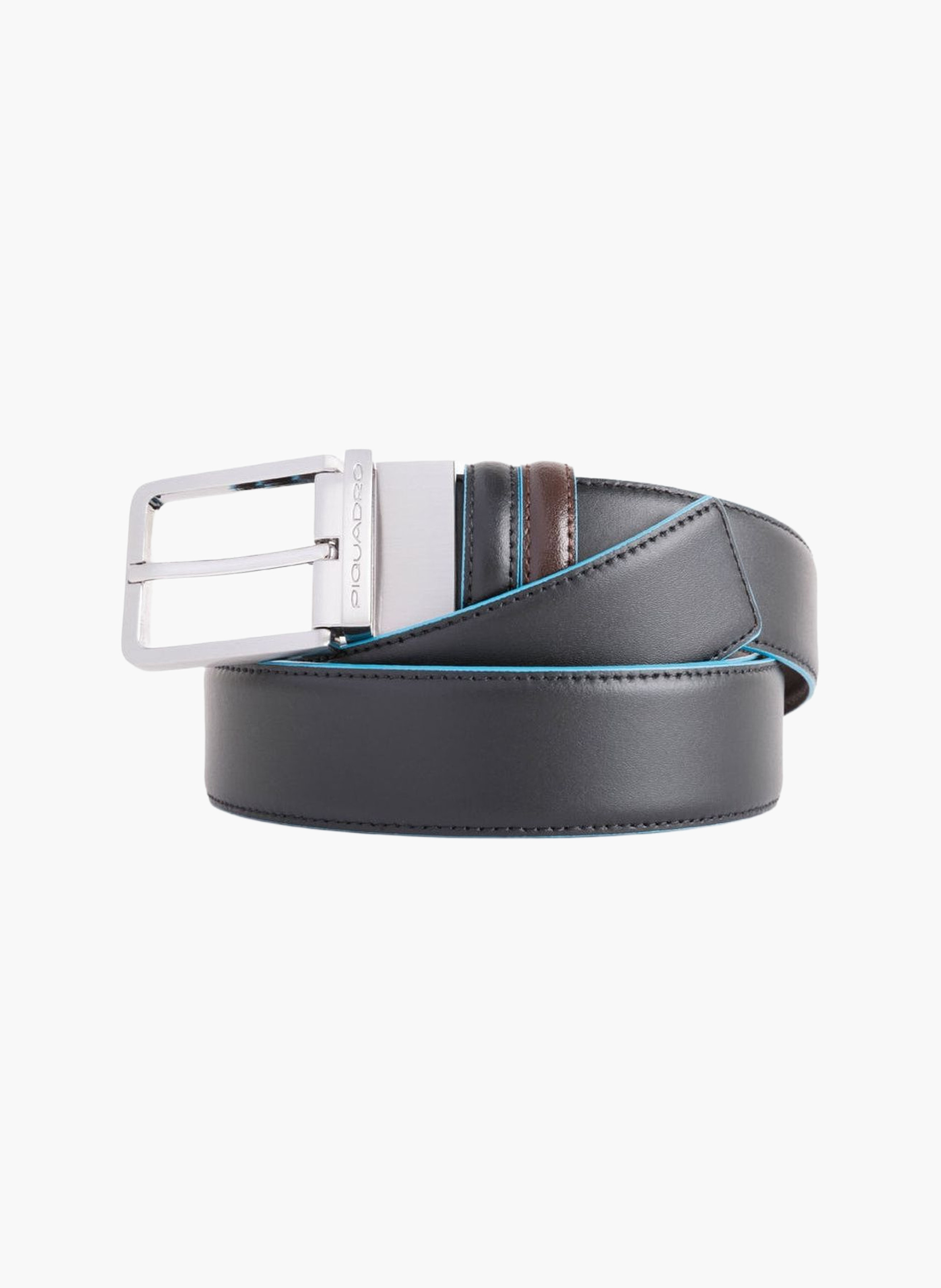 Men's reversible leather belt with raw-edge finish PIQUADRO Black