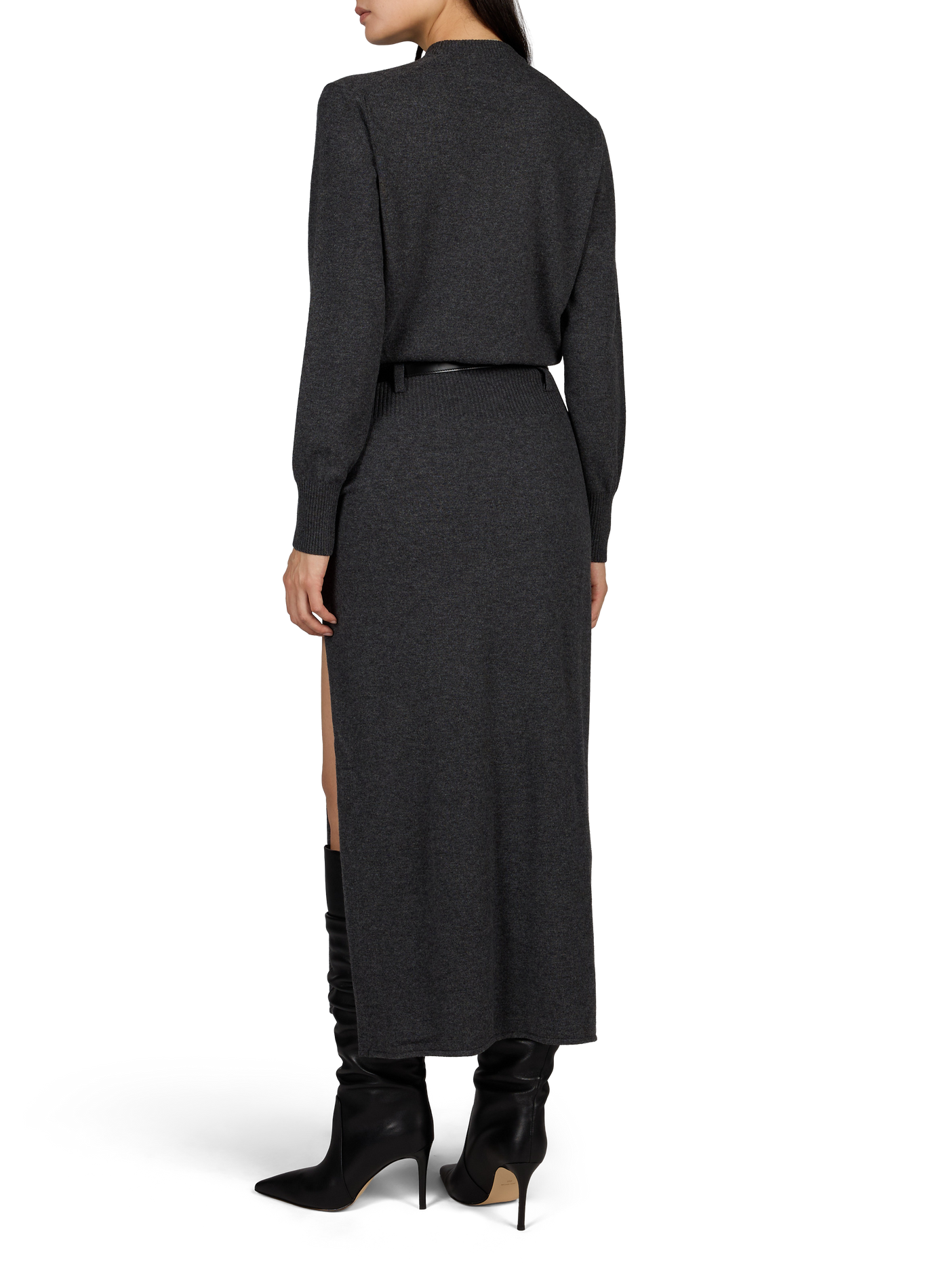 Long belted dress with cashmere and wool slit COPERNI Grey