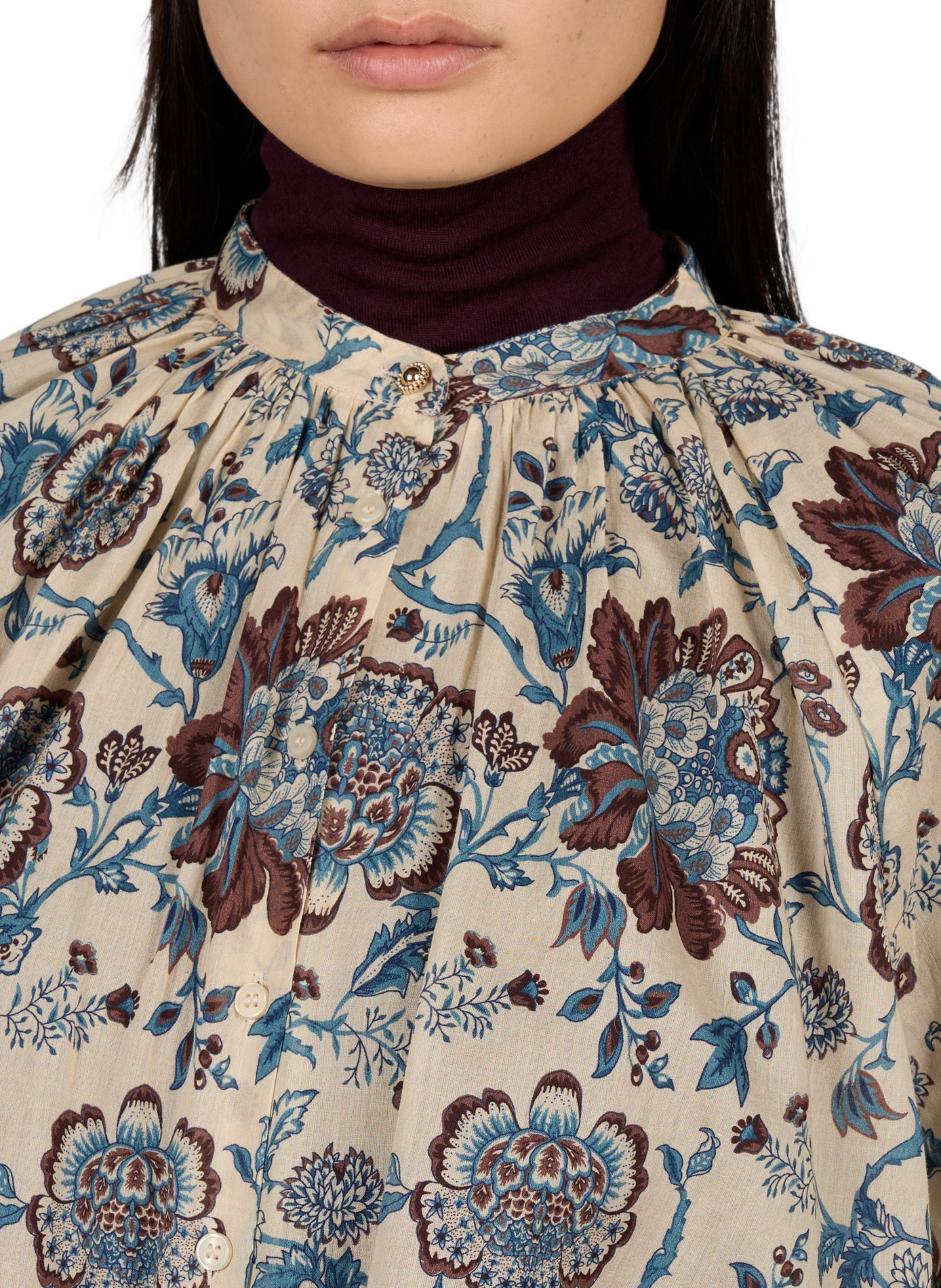 Round neck printed cotton shirt PETITE MENDIGOTE Beige