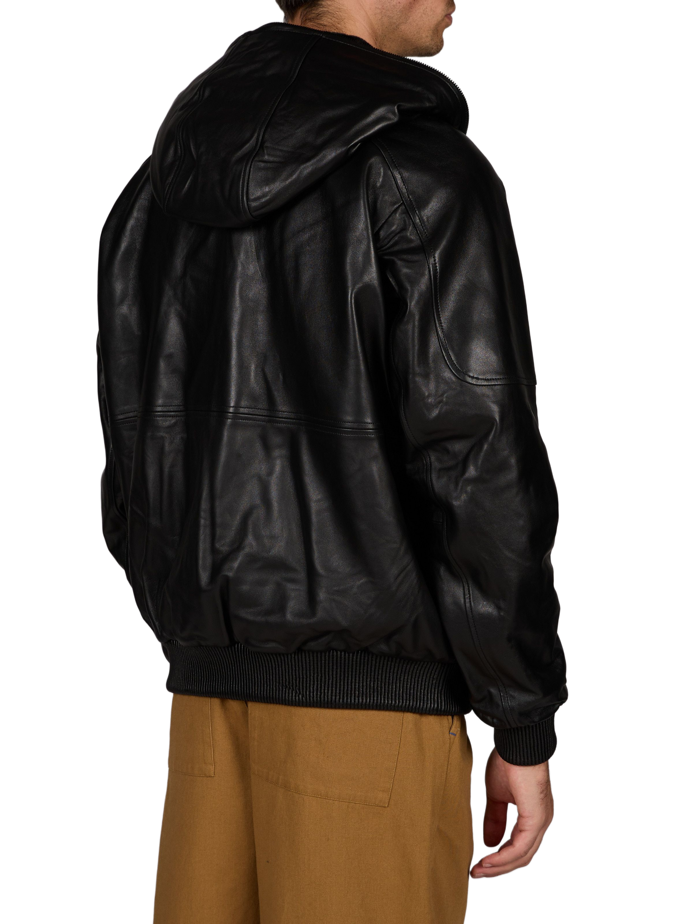 Straight leather hooded jacket MOOSE KNUCKLES Black