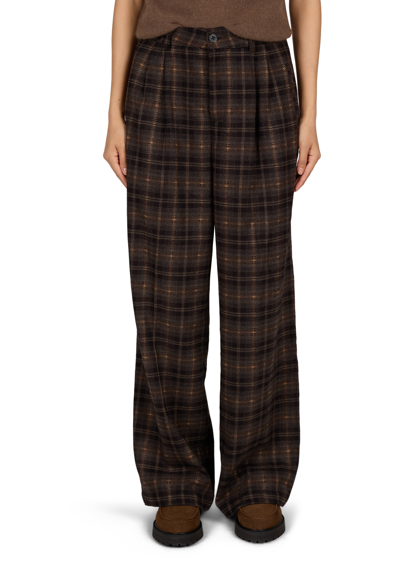 Wide-leg checked trousers  ARTLOVE Brown