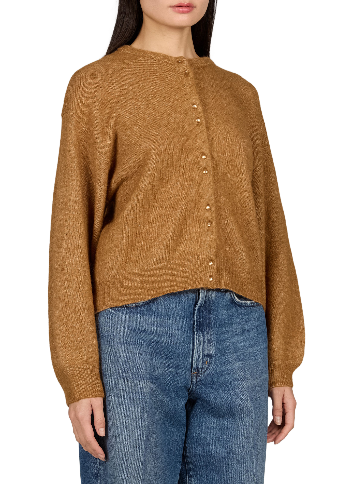 Gerade geschnittener Pullover mit Rundhalsausschnitt und Knopfleiste MSCH Braun