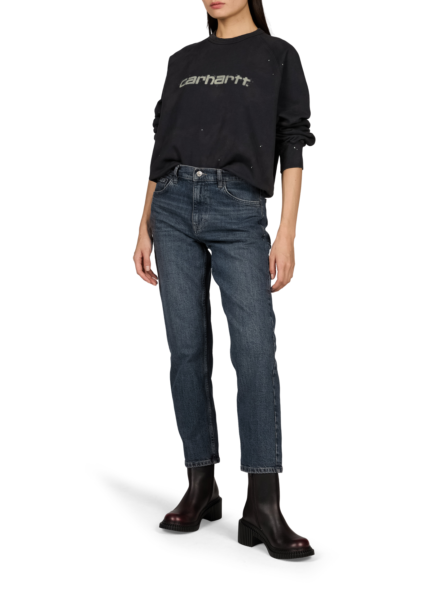 Sweatshirt mit Rundhalsausschnitt und Siebdruck CARHARTT WIP Schwarz