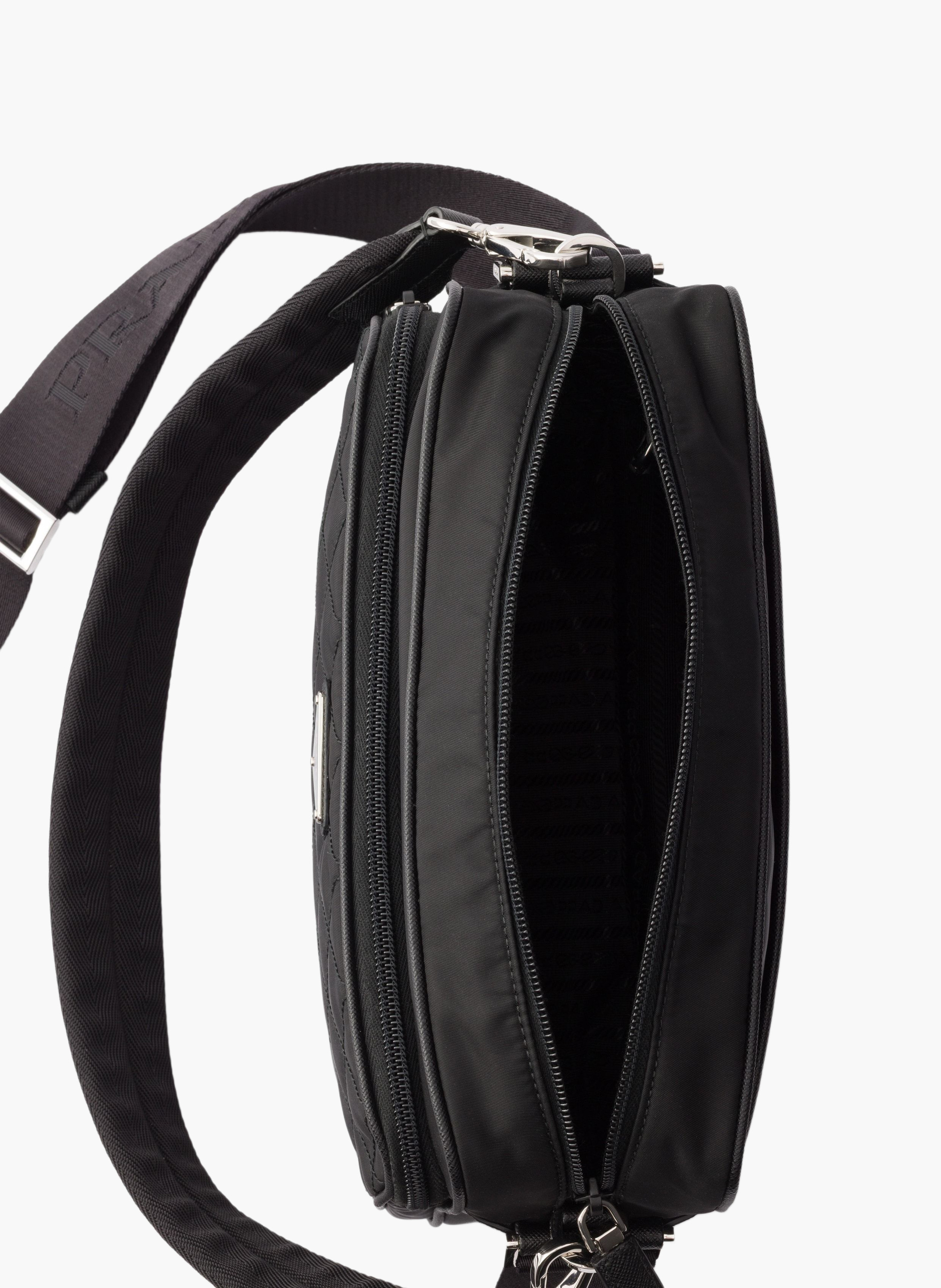 Sac porté épaule en re-nylon et cuir PRADA Noir