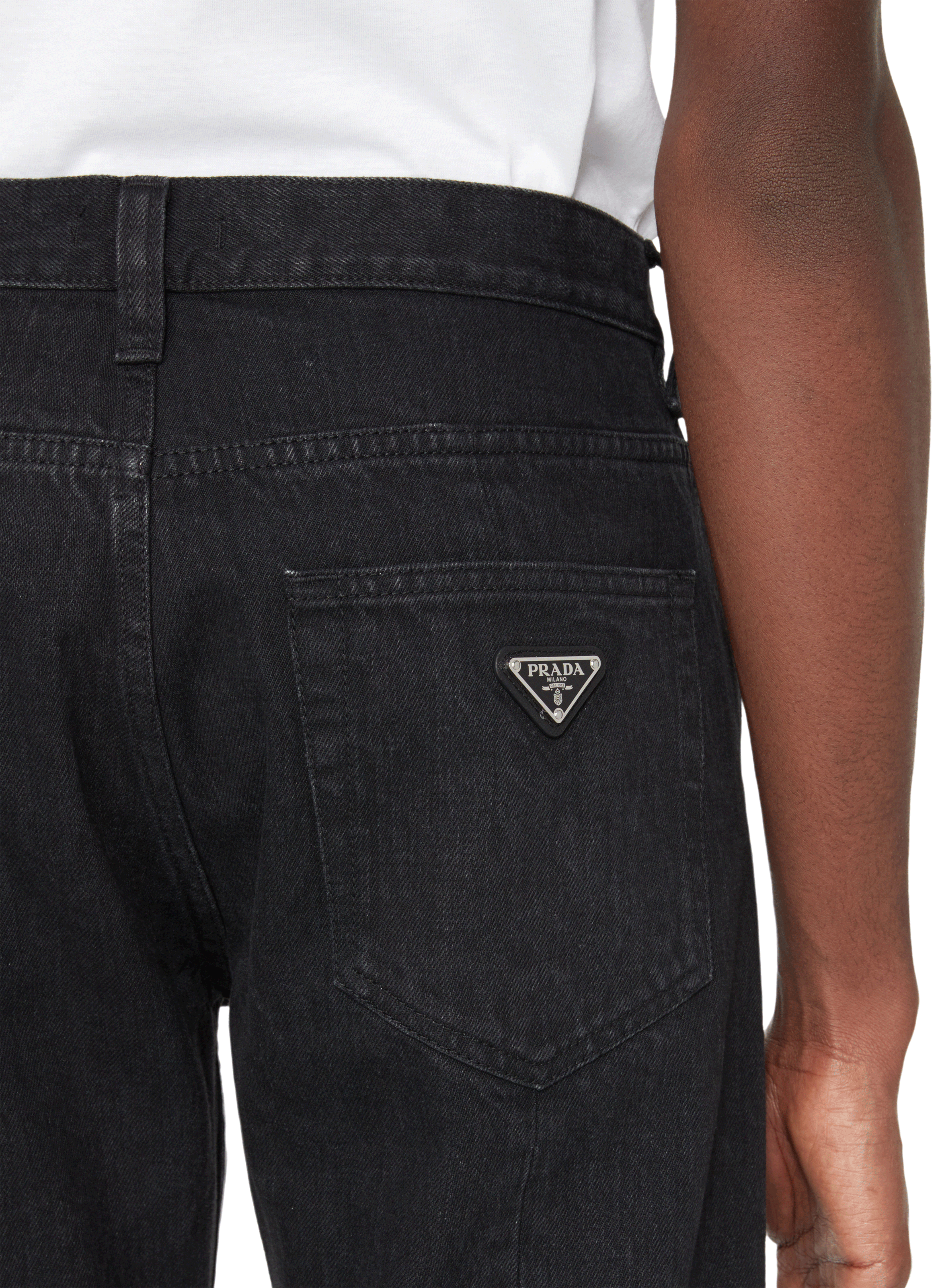 Straight-cut cotton jeans PRADA Black