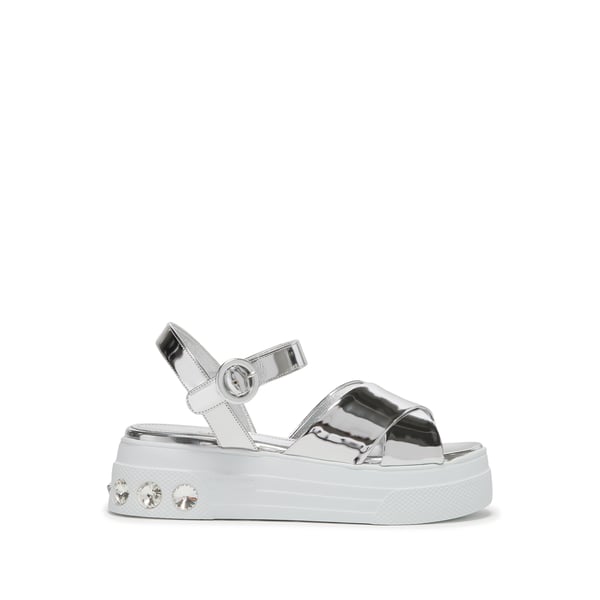 Sandales en cuir et cristaux