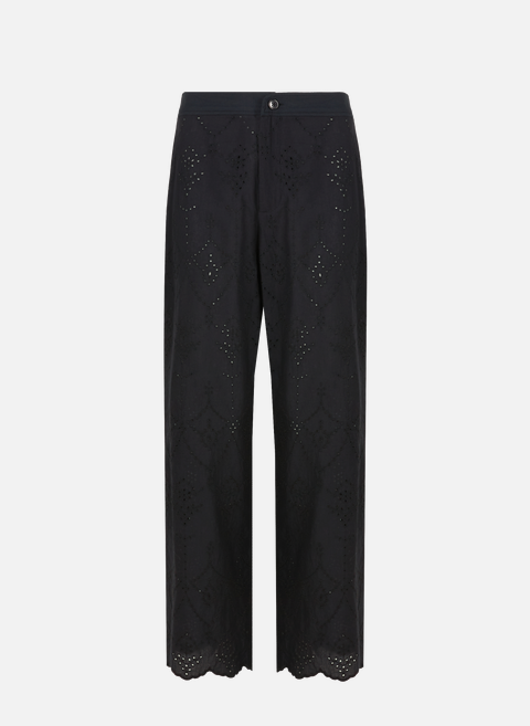 Trousers in English embroidery BlackROSEANNA 