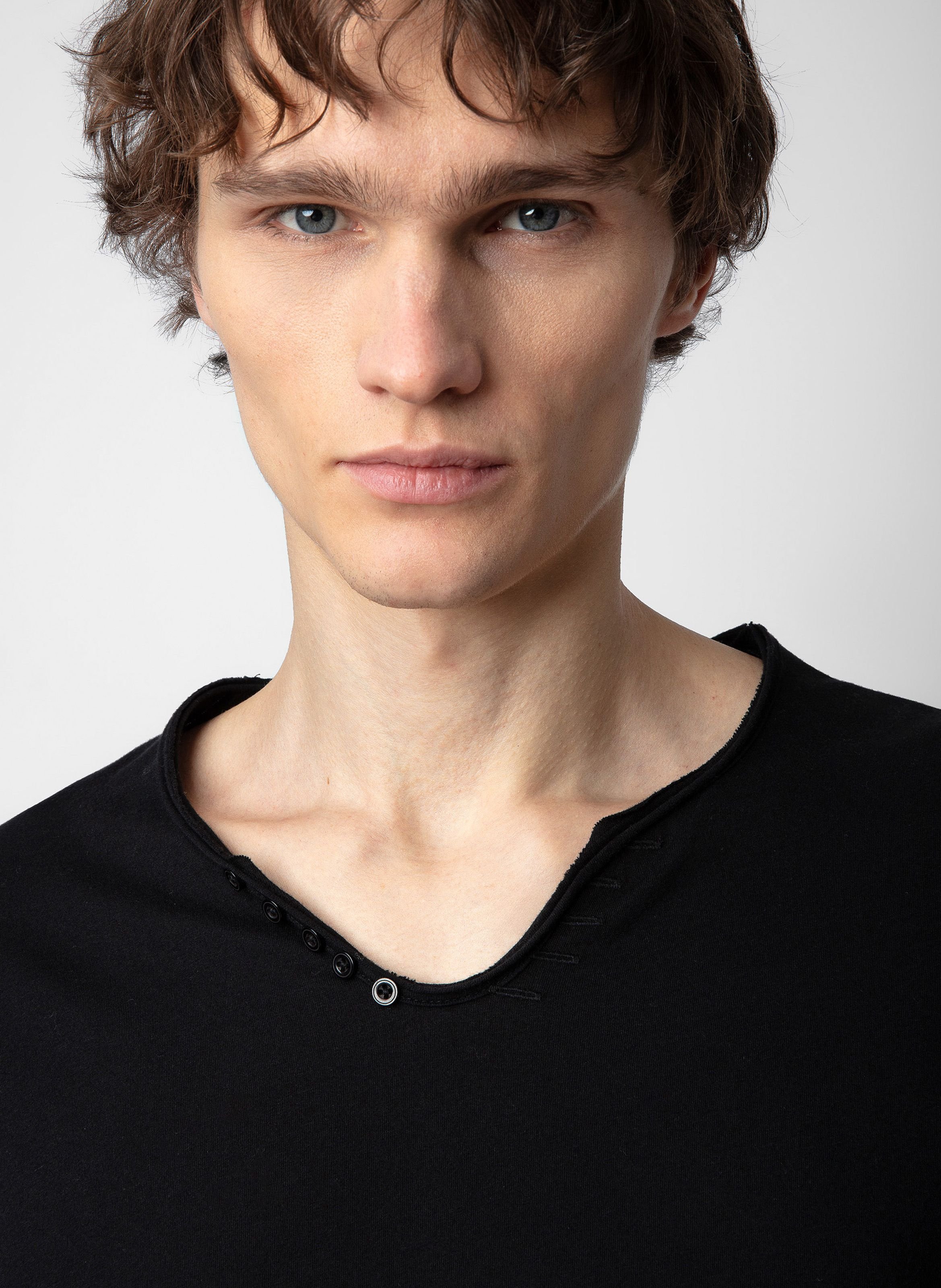 Tee-shirt col tunisien regular-fit en coton monastir ZADIG&VOLTAIRE Noir