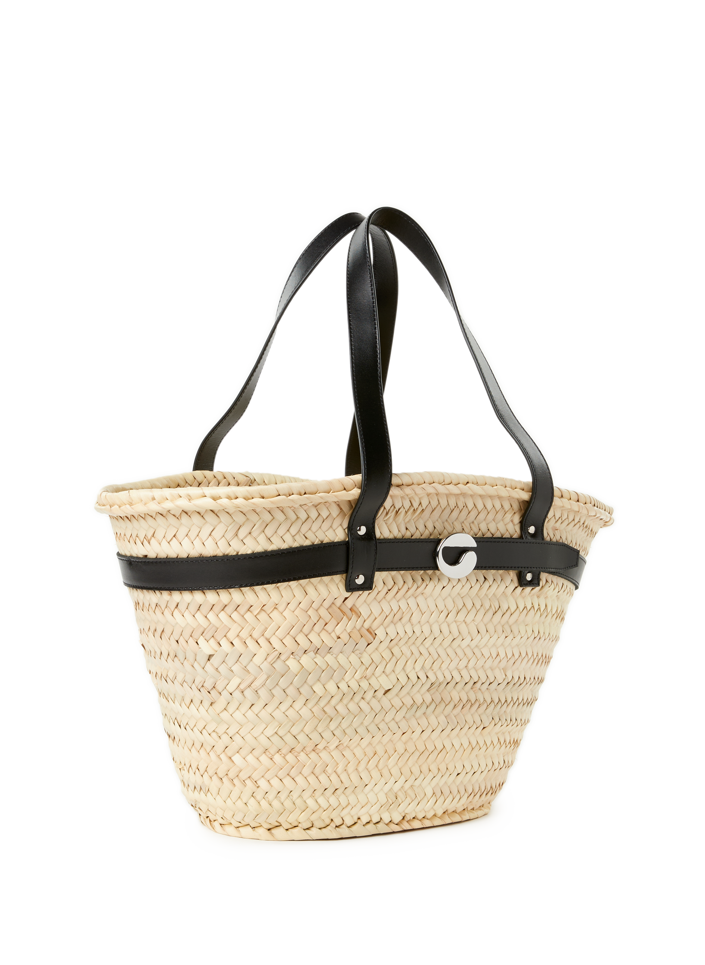 Palm Bucket Basket Bag Beige