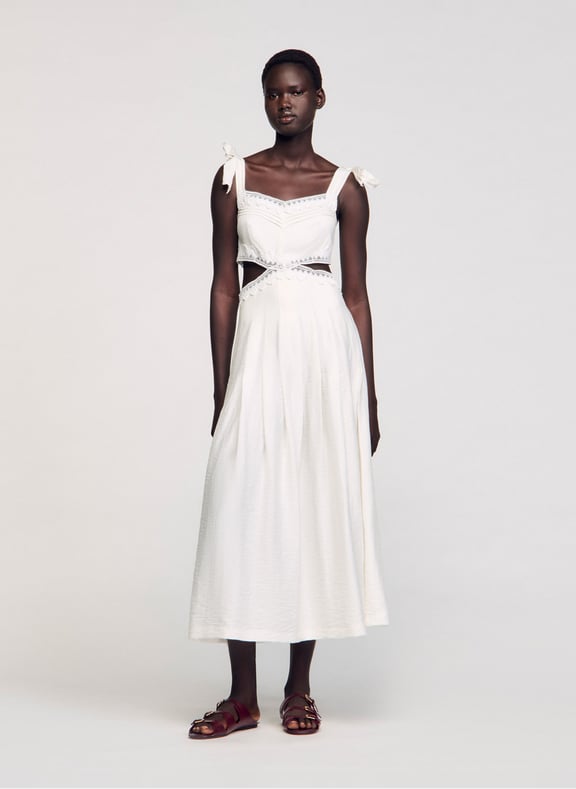 Robe longue à galons dentelle Blanc by SANDRO SANDRO Robe longue à galons dentelle Blanc
