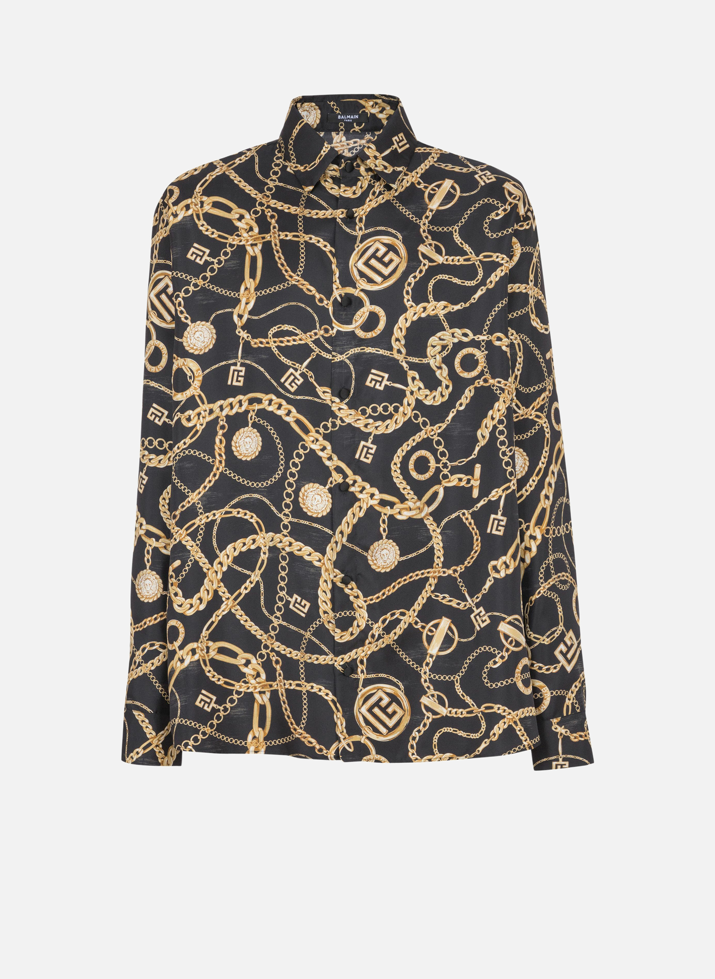 Chemise en soie imprimée motif chaînes BALMAIN Multicolore