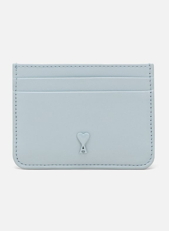 Porte cartes ami de coeur en cuir lisse unisexe Bleu by AMI PARIS AMI PARIS Porte cartes ami de coeur en cuir lisse unisexe Bleu