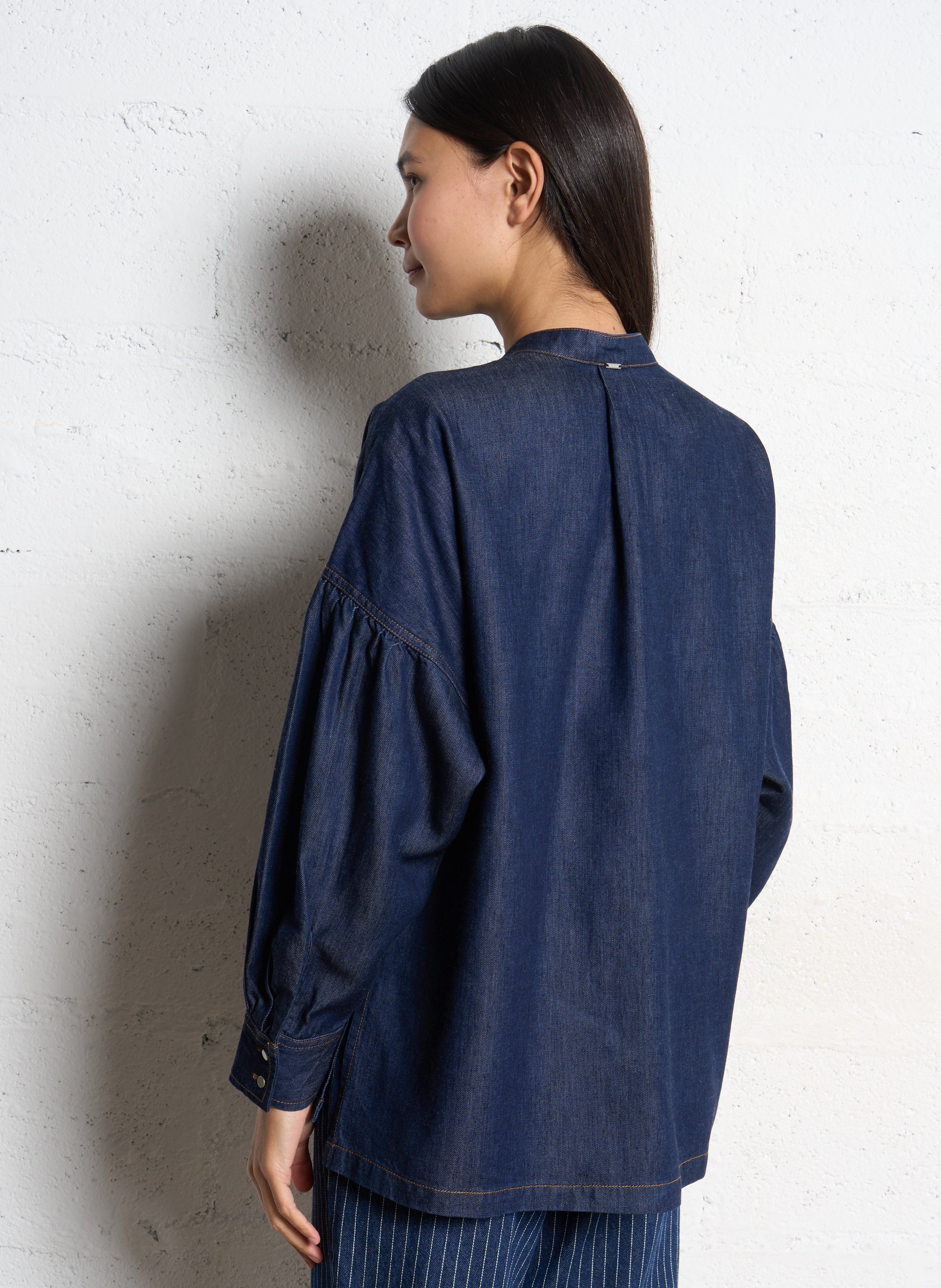 Blouse ample en denim IKKS Bleu
