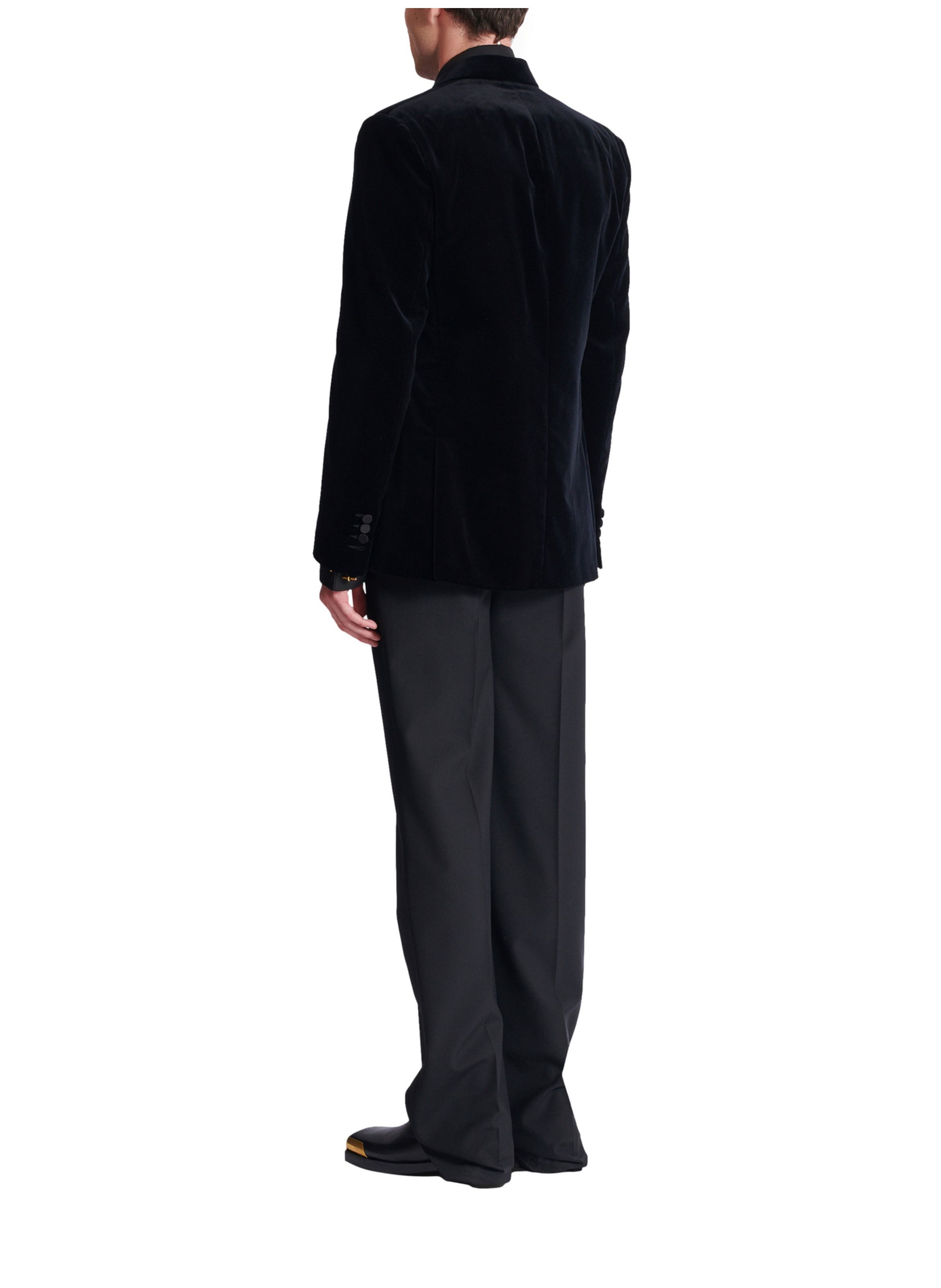 Blazer 1 bouton en velours et satin BALMAIN Noir