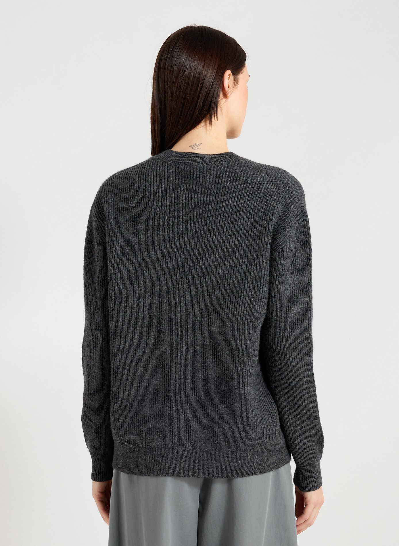 Pull col rond en laine mélangée TIBI Gris