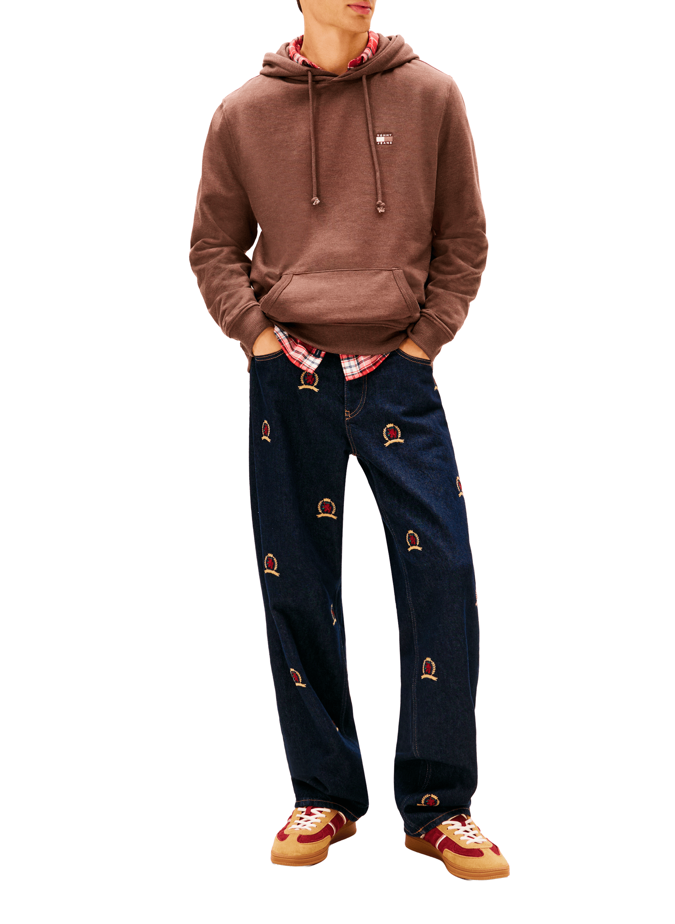 Hoodie with embroidered logo TOMMY HILFIGER Brown