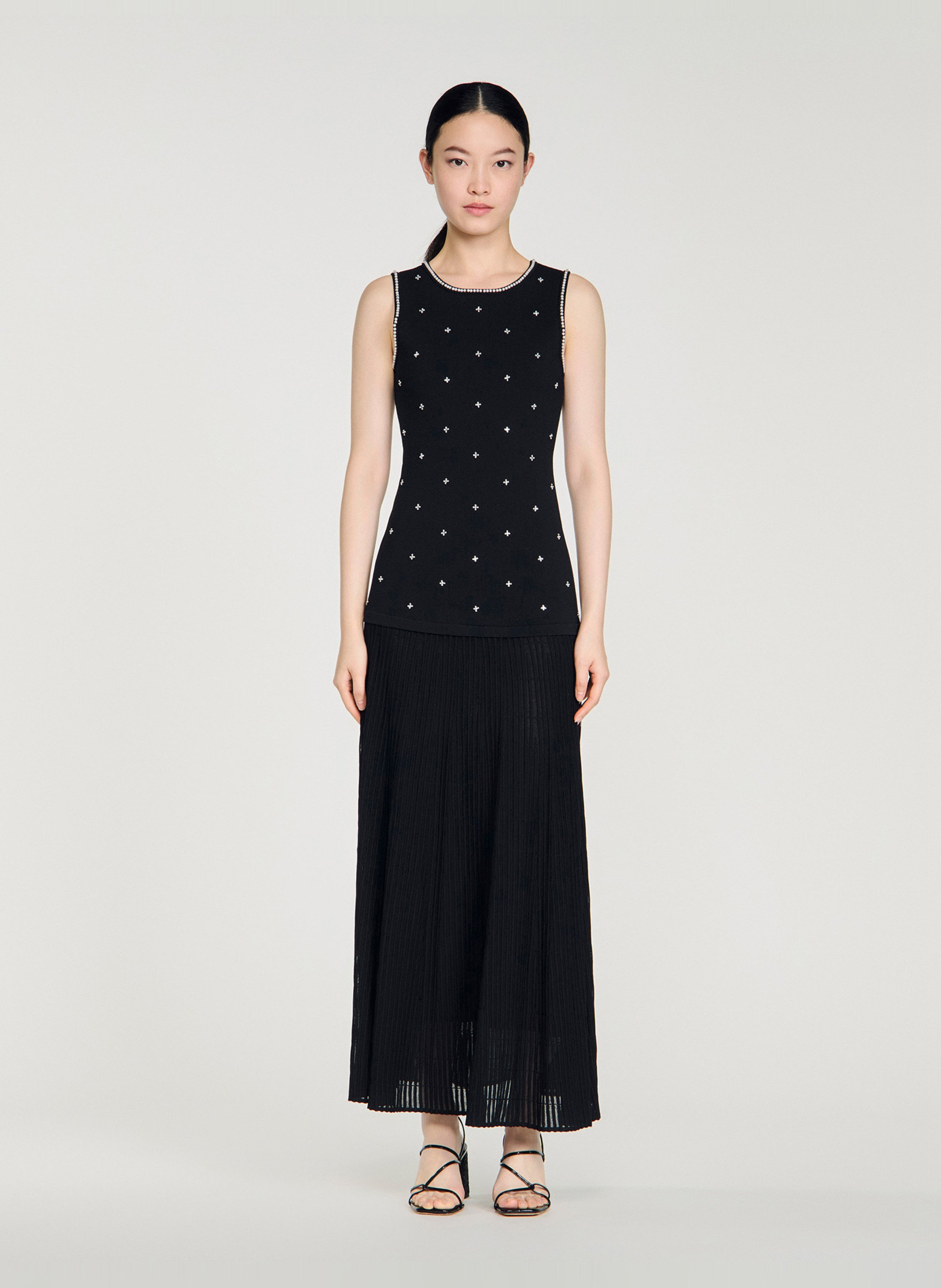 Robe longue col rond SANDRO Noir