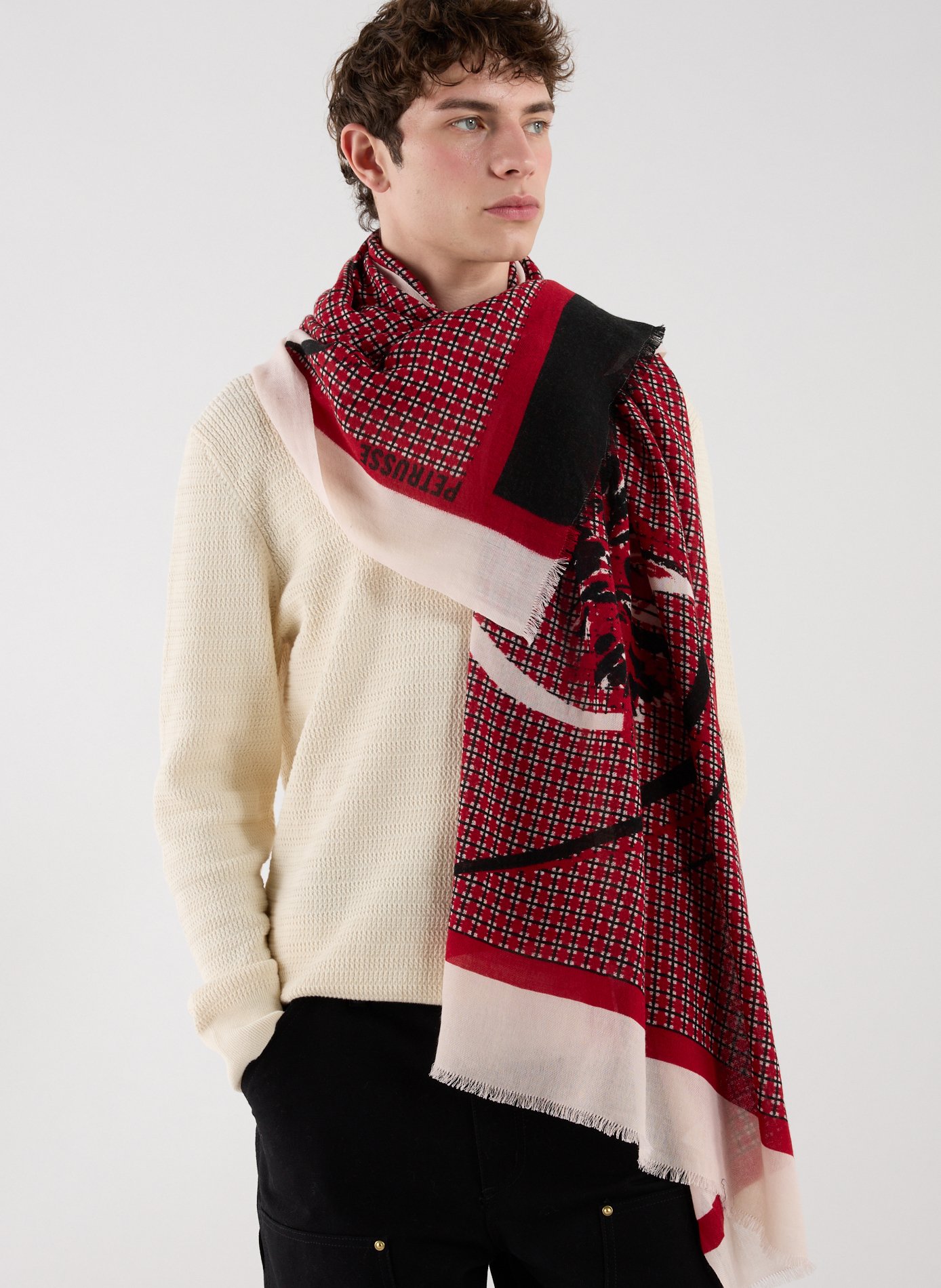 Cotton and wool scarf PETRUSSE Red