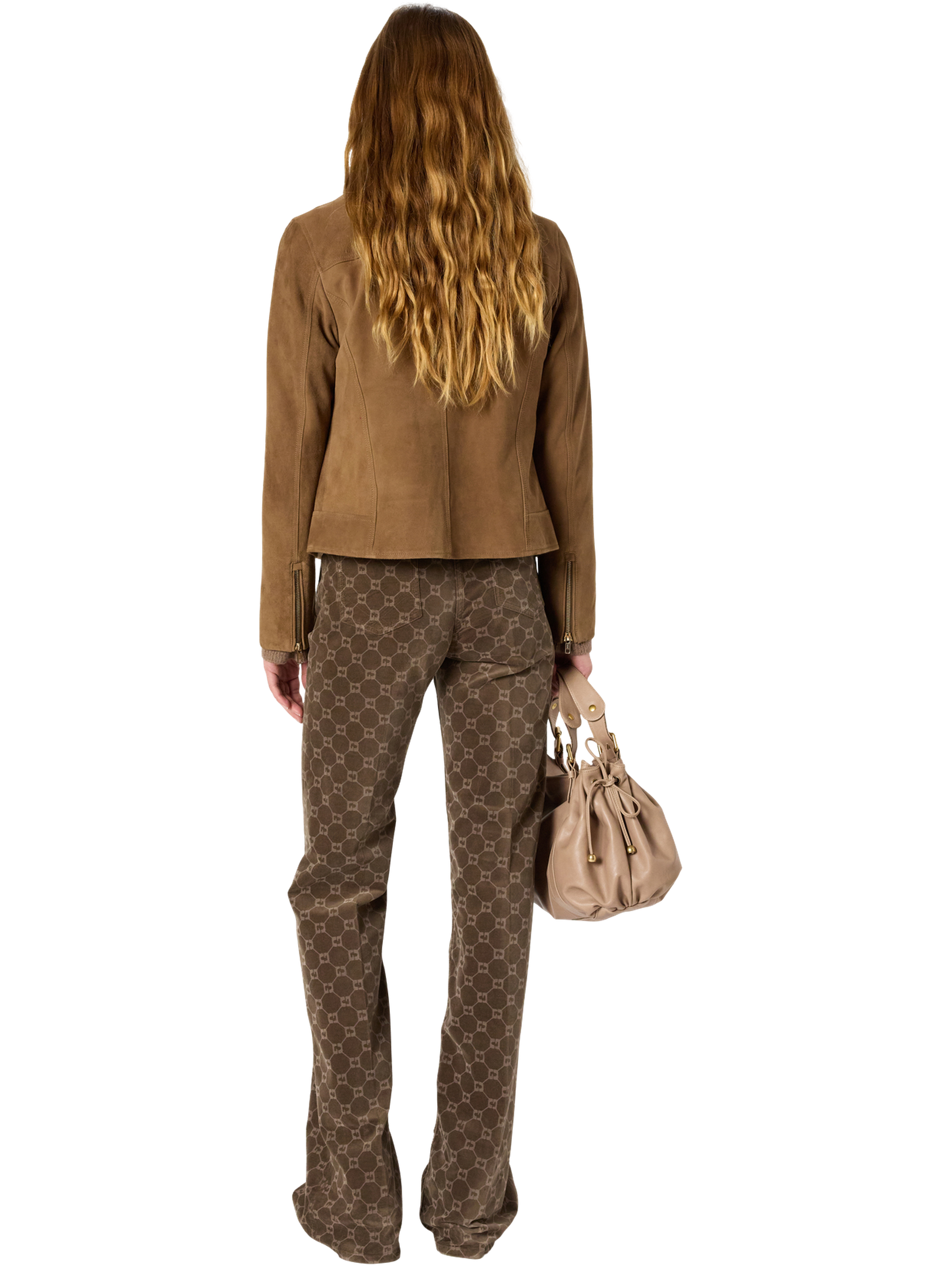 Veste en cuir velours - nelly GERARD DAREL Marron