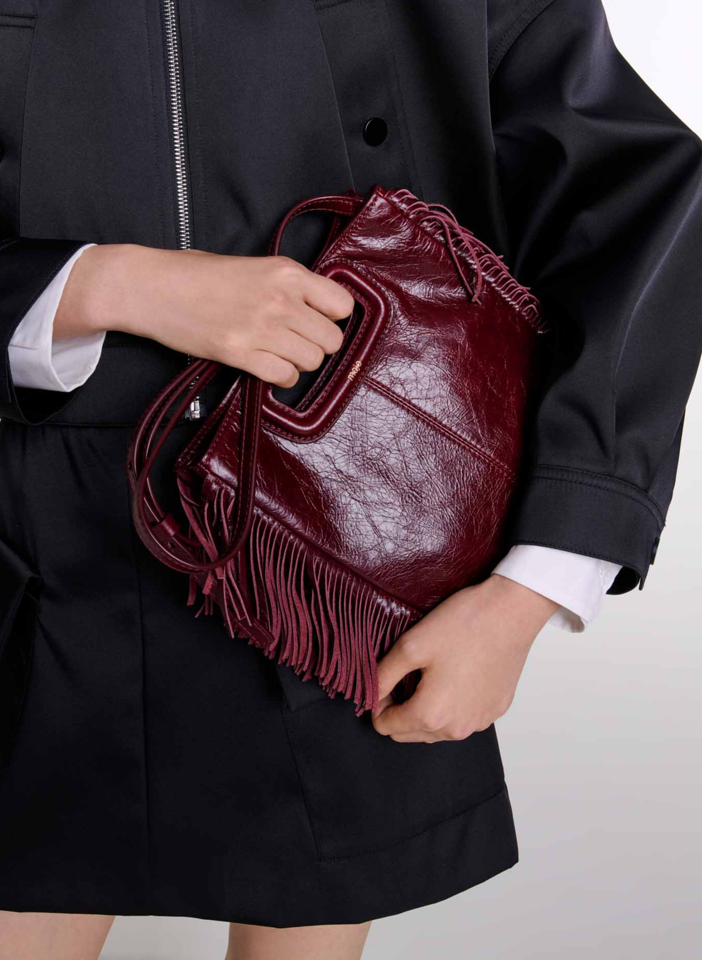 Sac bandoulière en cuir m MAJE Rouge