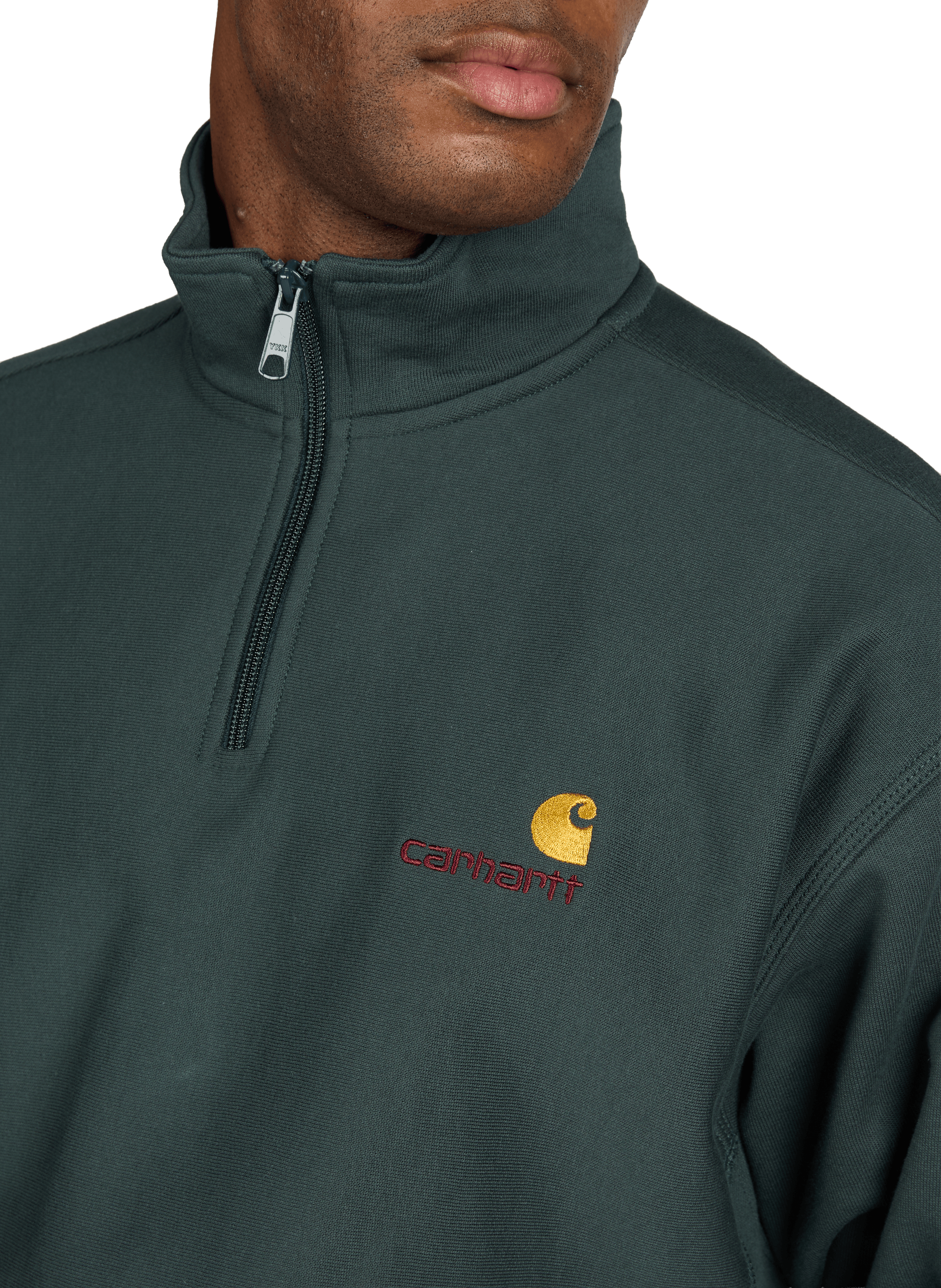 Cotton-blend zip-neck sweatshirt CARHARTT WIP Green