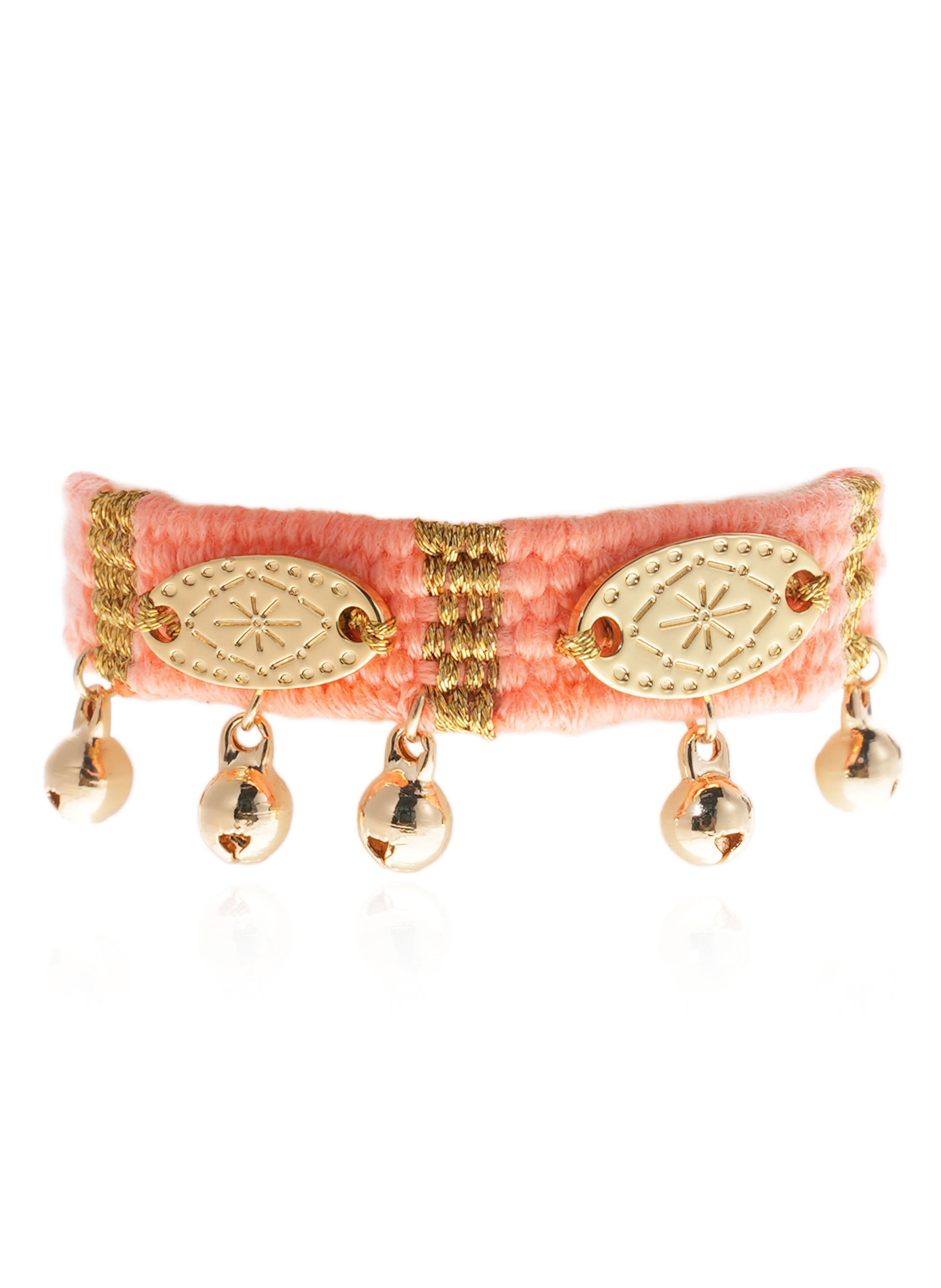 Bracelet en tissu coloré réglable avec pampilles todobem HIPANEMA Orange