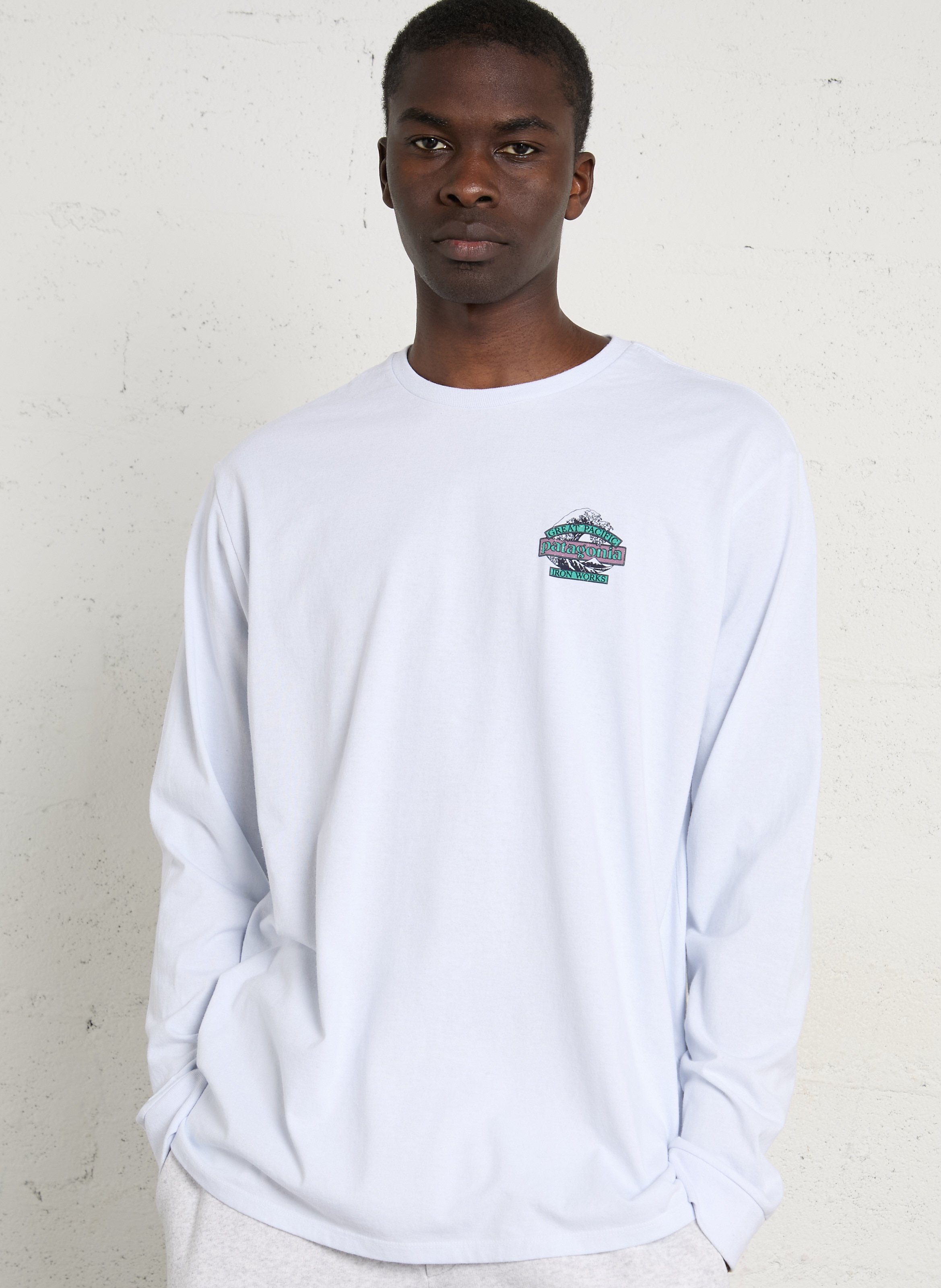 Tee-shirt droit col rond en coton recyclé mélangé PATAGONIA Blanc