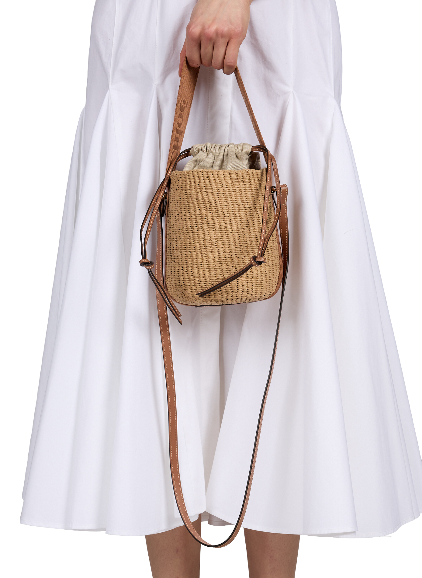 Small leather Woody basket CHLOÉ Brown