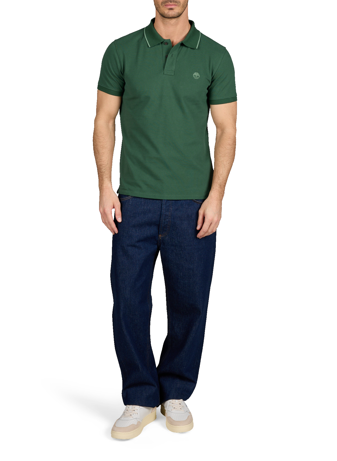 Short-sleeved plain cotton polo TIMBERLAND Green