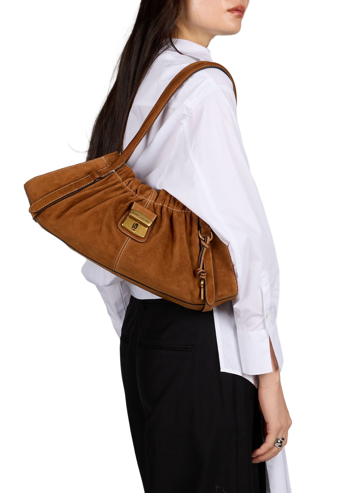 Suede leather handbag The Satchel MARC JACOBS Brown