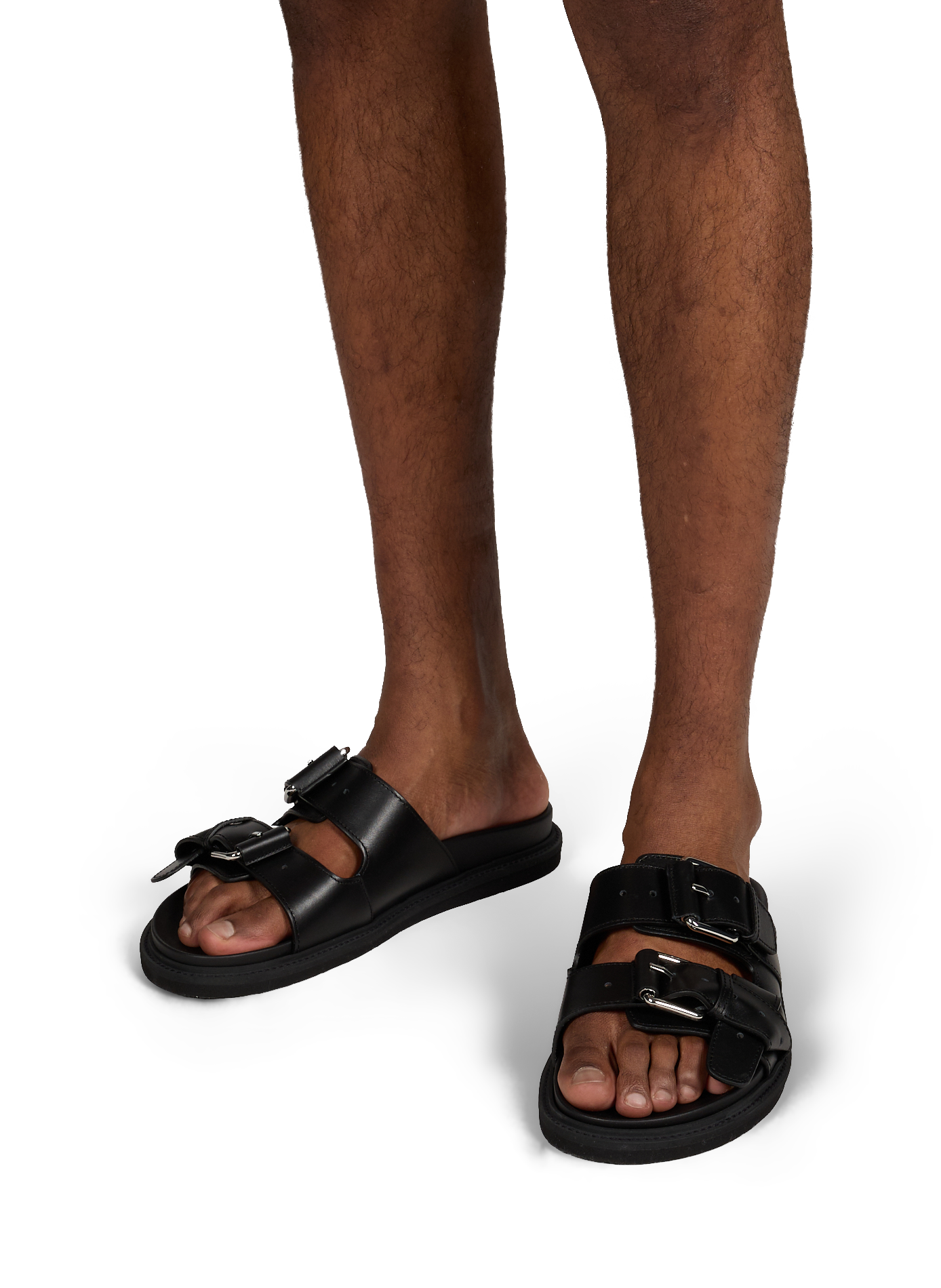 Sandalen mit Schnallen aus Leder MOSCHINO Schwarz