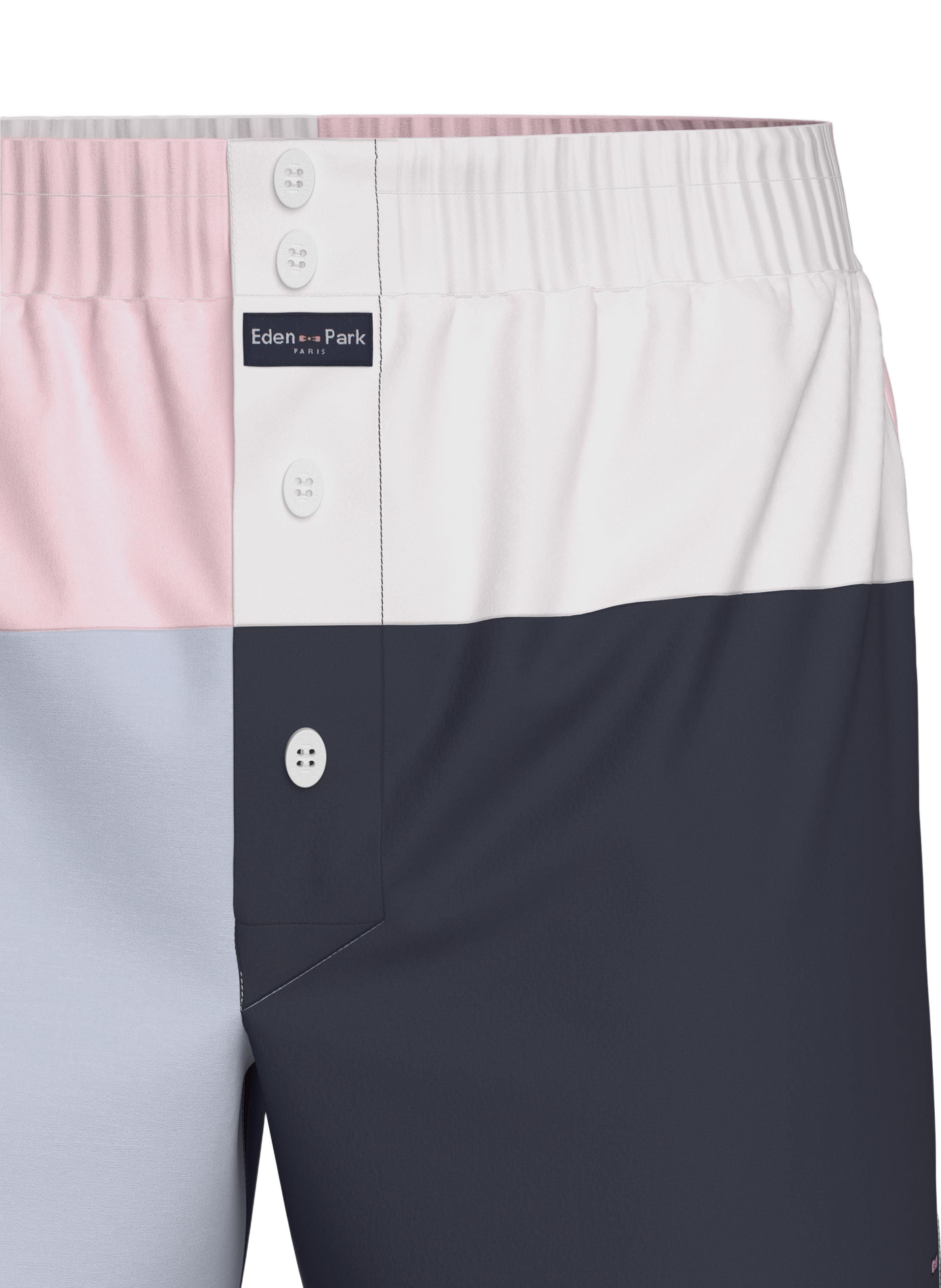 Caleçon en popeline de coton colorblock EDEN PARK Bleu