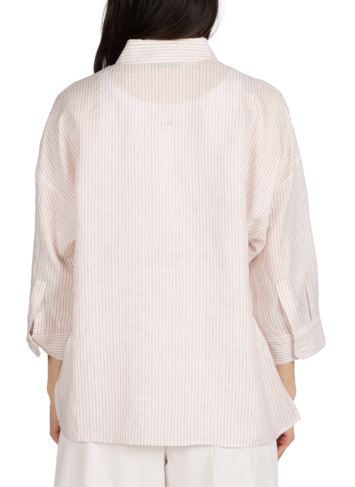Shirt with 3/4 sleeves in striped linen MAX MARA WEEK END No Color