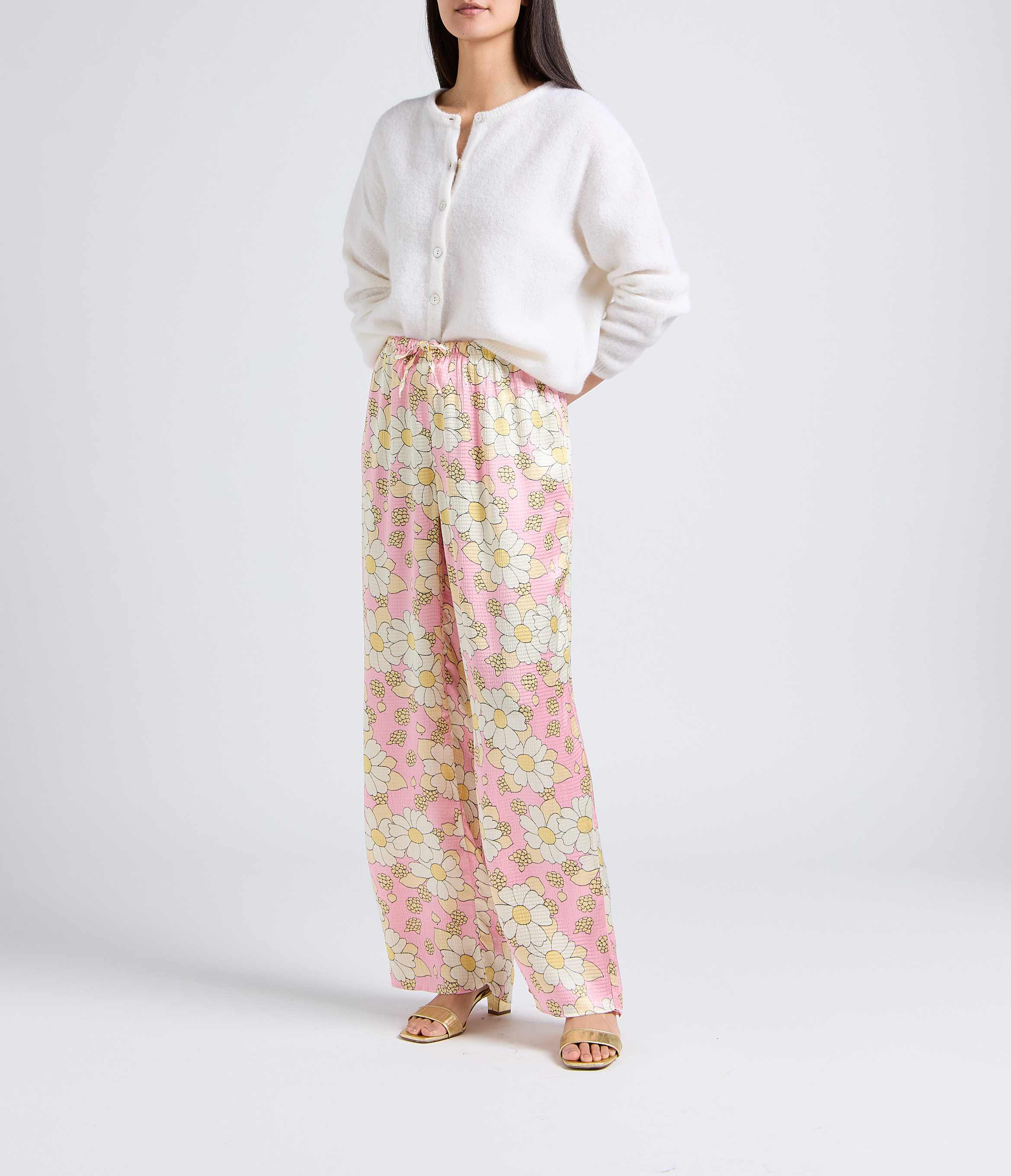 Gilet ample col rond en laine mélangée vitow AMERICAN VINTAGE Blanc