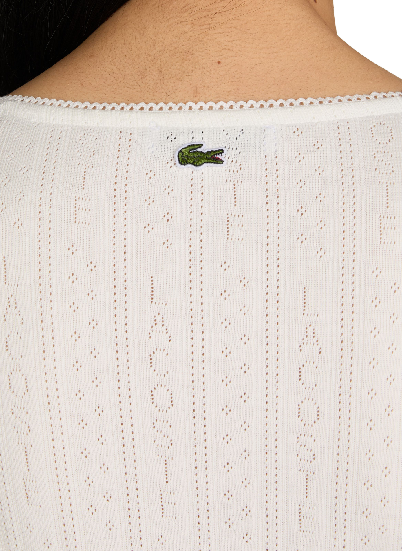 Slim fit cotton cardigan with pointelle detailing LACOSTE White