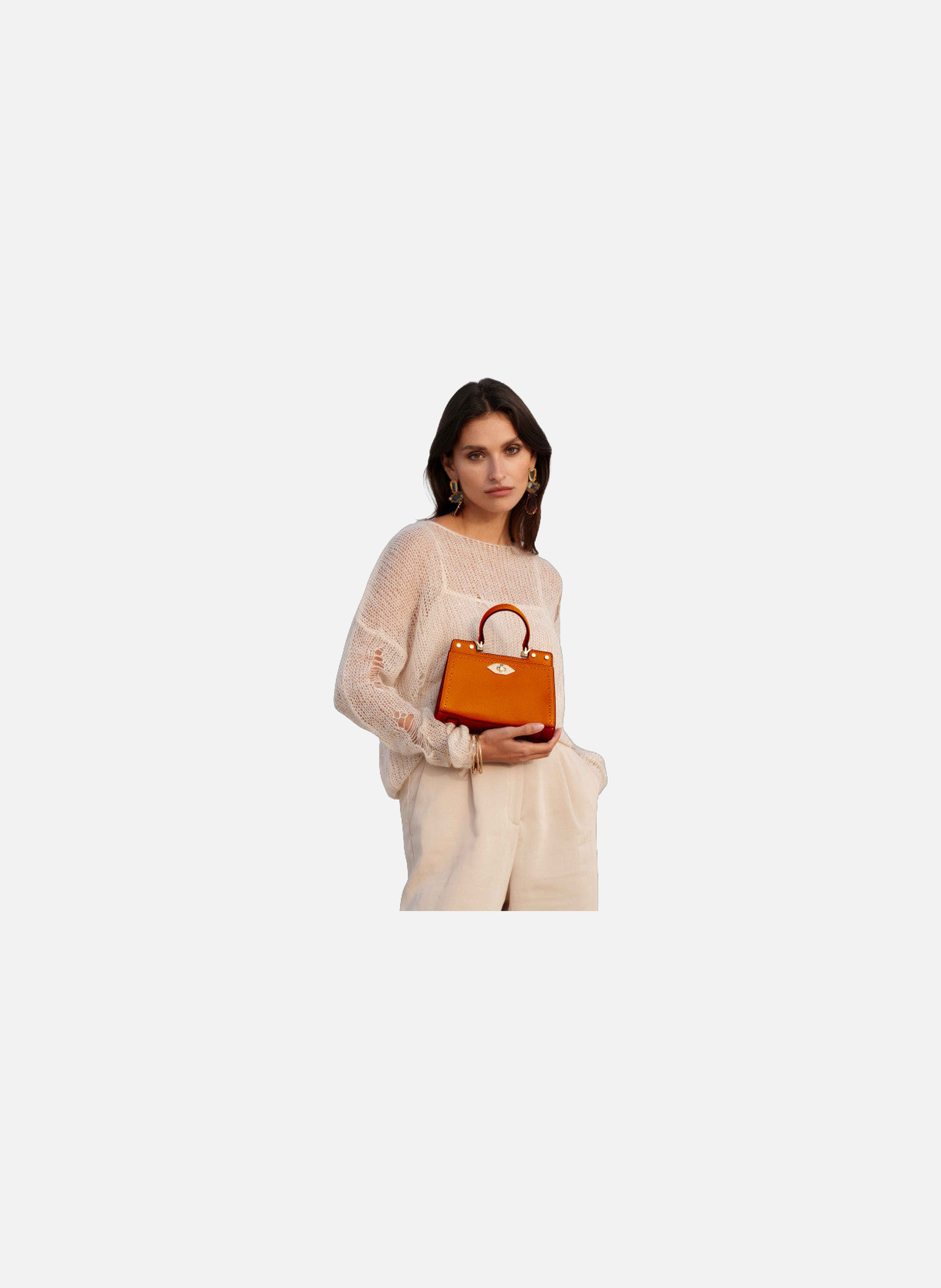 Trianon | sac à main micro en cuir de vachette POURCHET Orange
