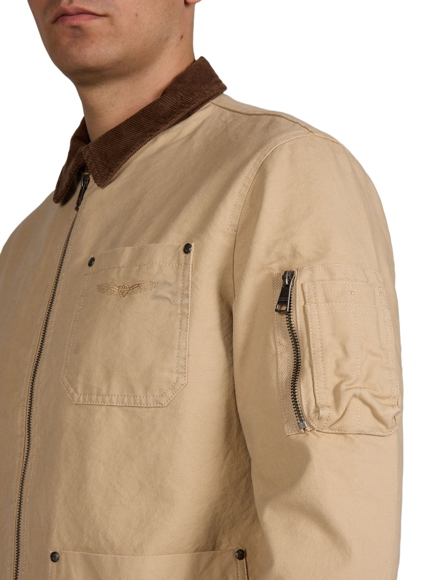 Veste col classique velours côtelé en coton BOMBERS ORIGINAL Beige