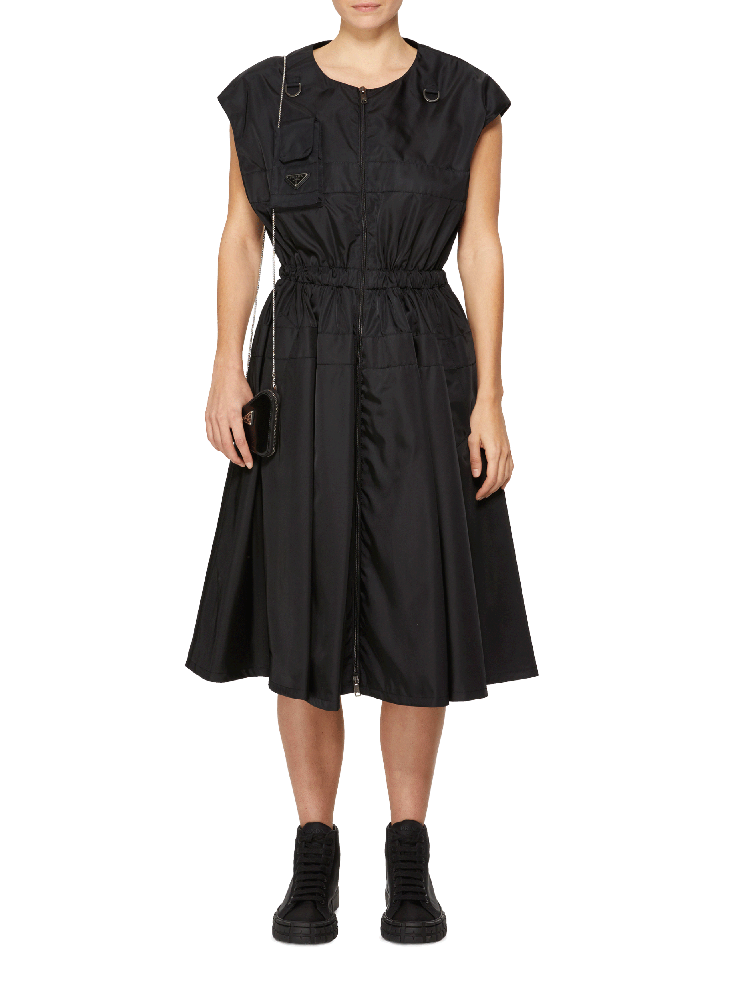 Robe midi en Re-Nylon PRADA Noir