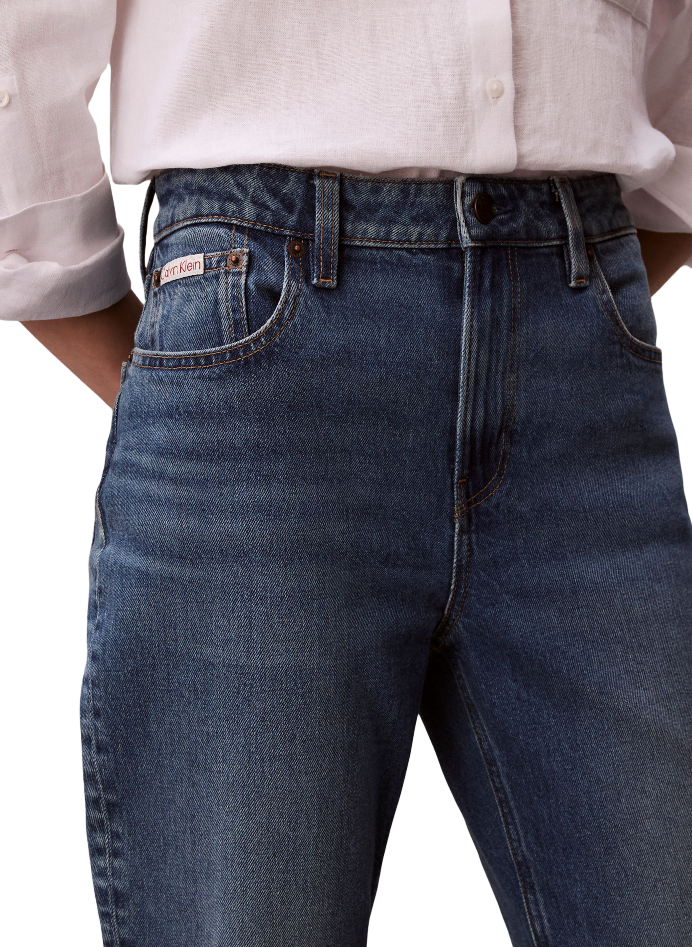 High-waisted straight leg jeans in a cotton blend CALVIN KLEIN Blue