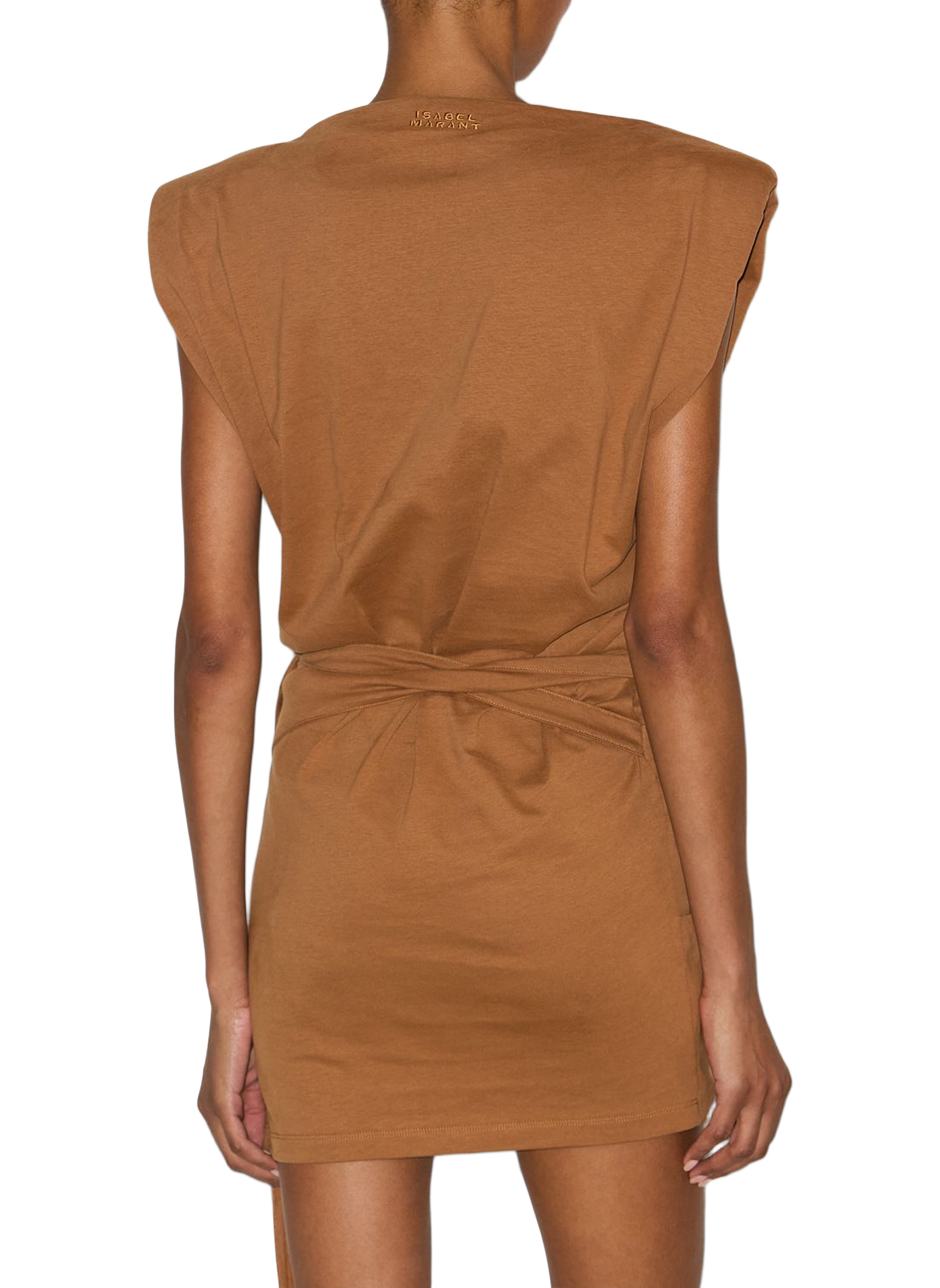 Kurzes gerafftes Marielle-Kleid aus Baumwolljersey ISABEL MARANT Braun