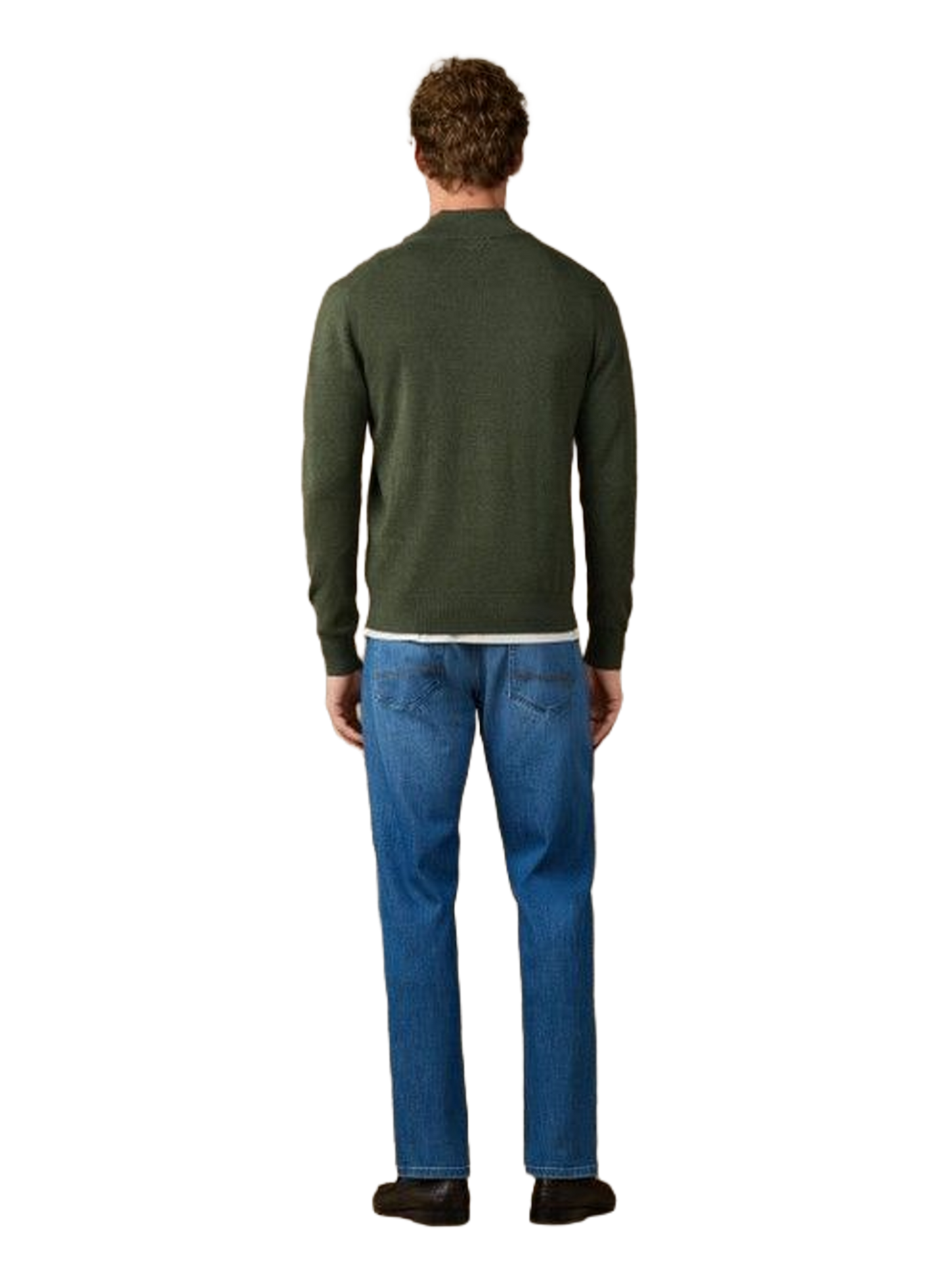 Pull col zippé en coton HACKETT Kaki