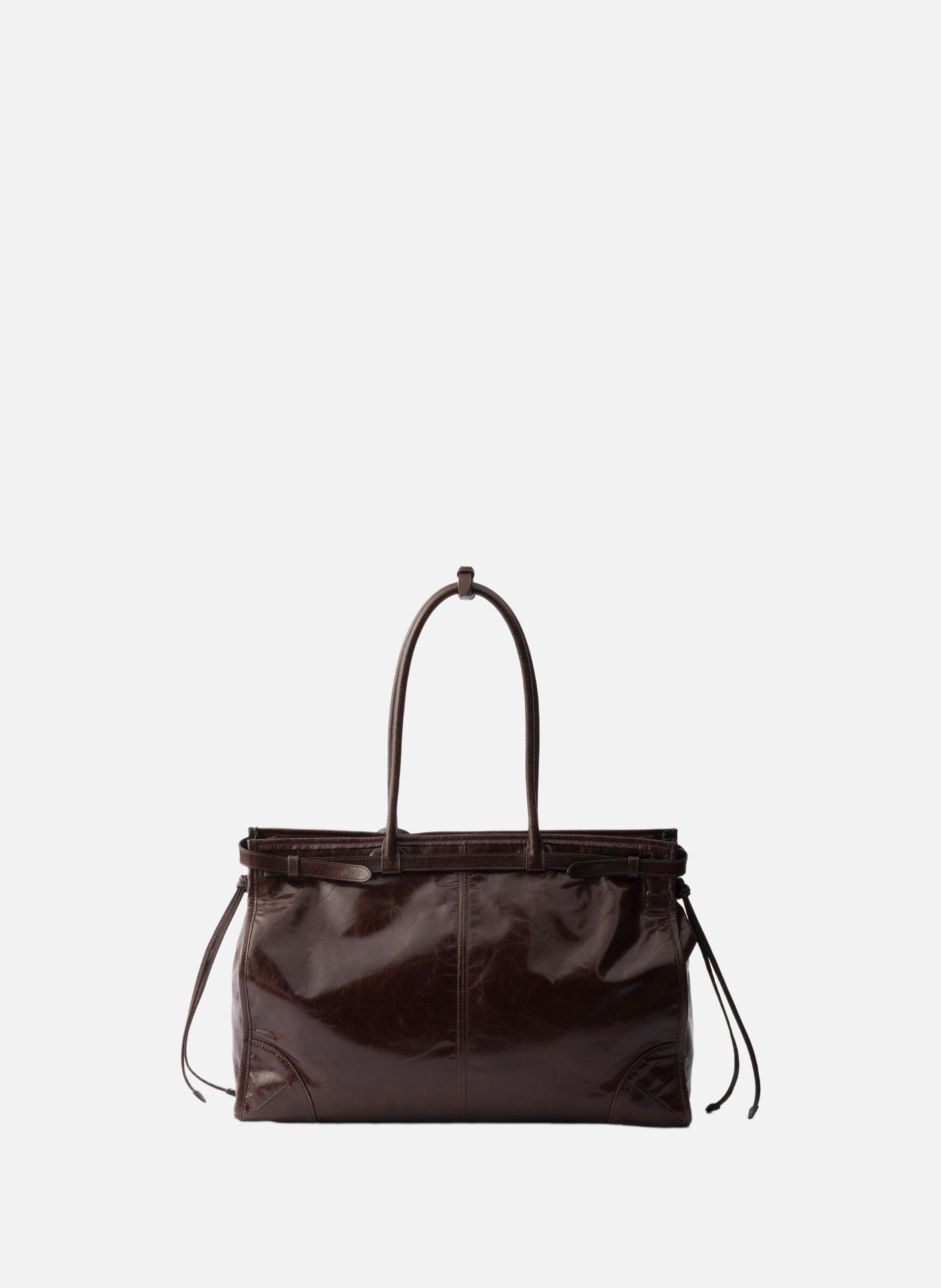 Grand sac prada bonnie en cuir PRADA Marron