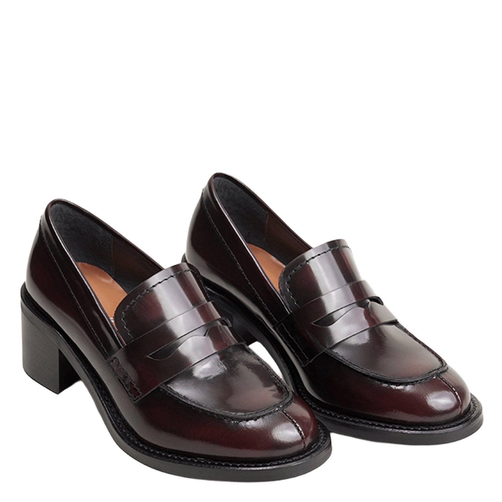 Mocassins à talon en cuir vernis dollege JONAK Marron