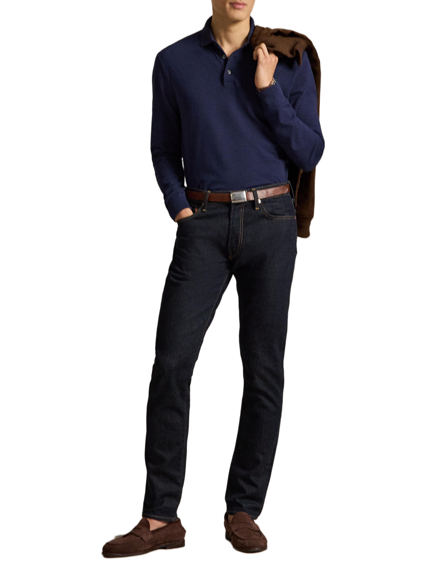 Lange mouw poloshirt met geborduurd logo in gemengd katoen. POLO RALPH LAUREN Blauw