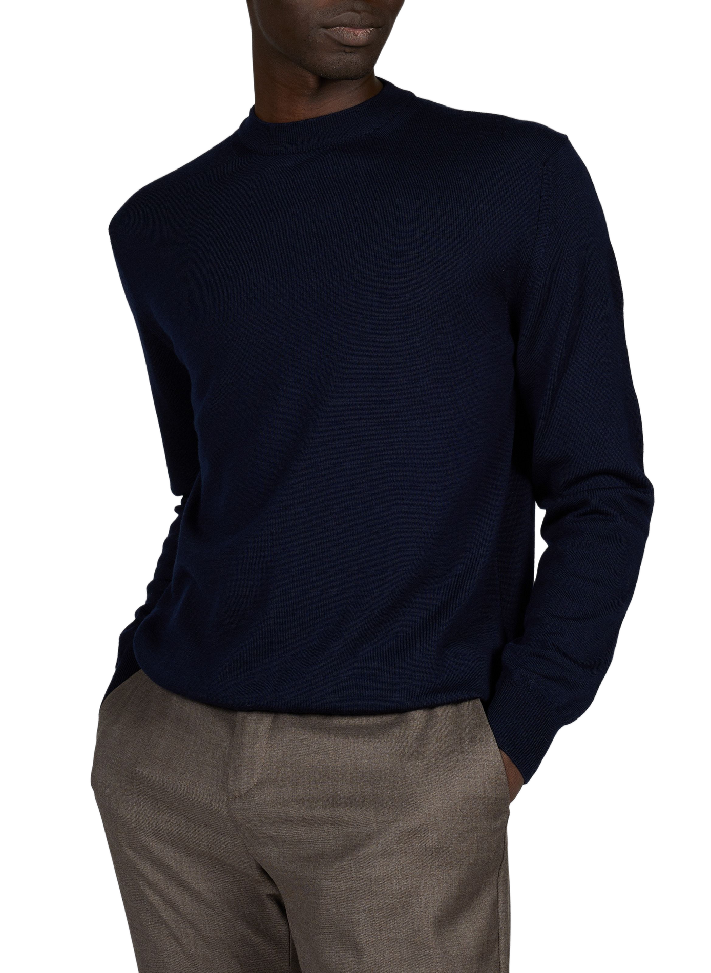 Straight leg knit wool pants AURELIEN Blue