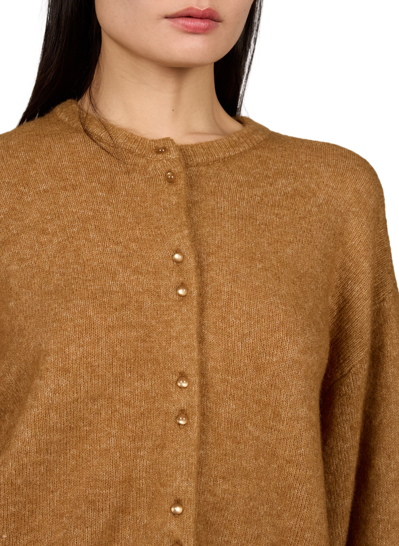 Gerade geschnittener Pullover mit Rundhalsausschnitt und Knopfleiste MSCH Braun