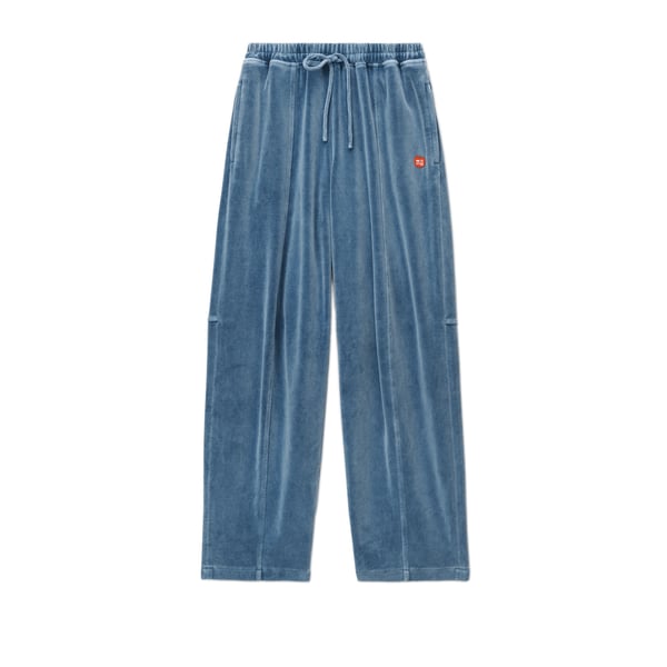 Alexander Wang Apple Logo Track Pant In Velour In Washed Bluestone