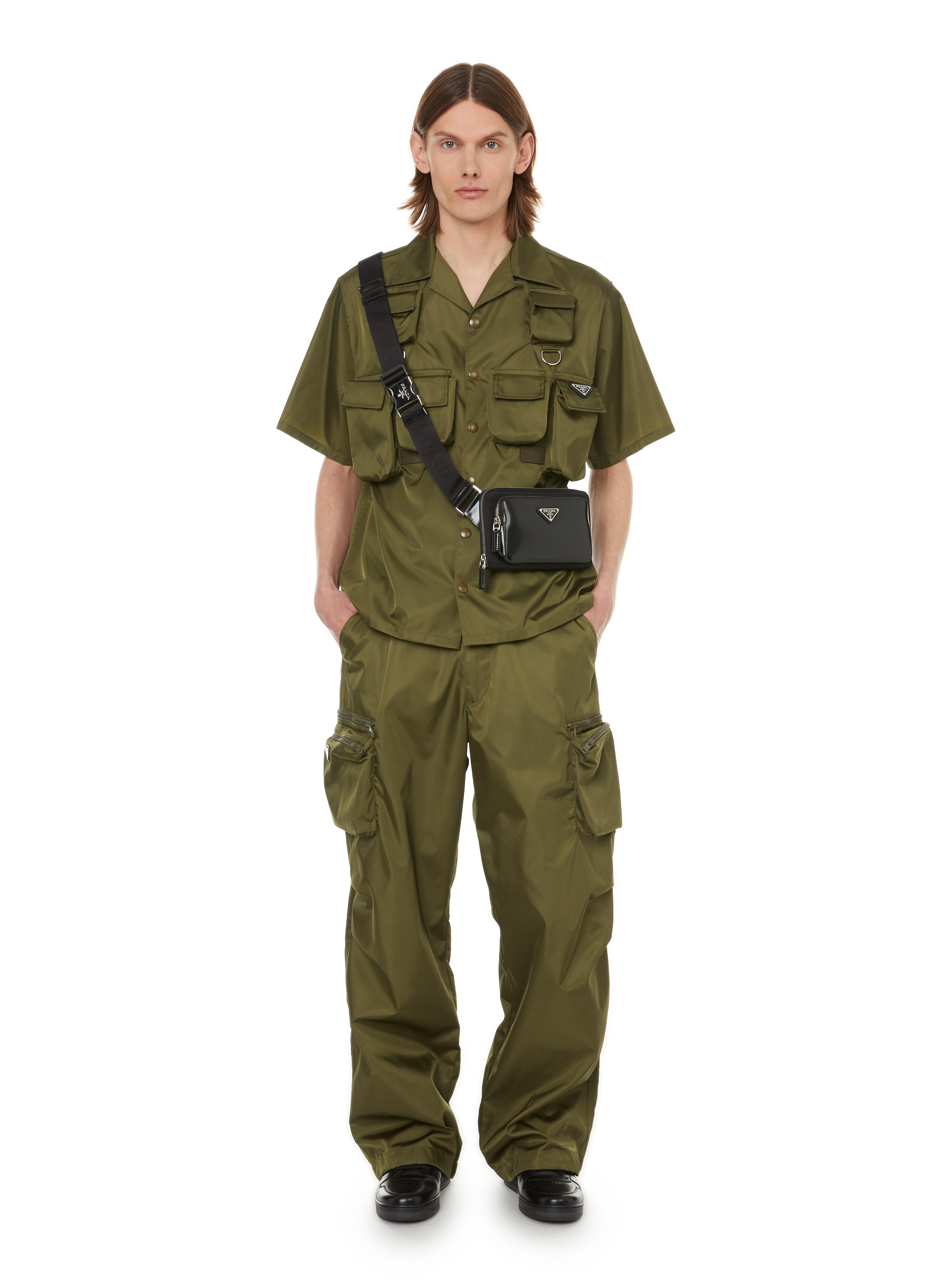 Nylon cargo pants PRADA Green